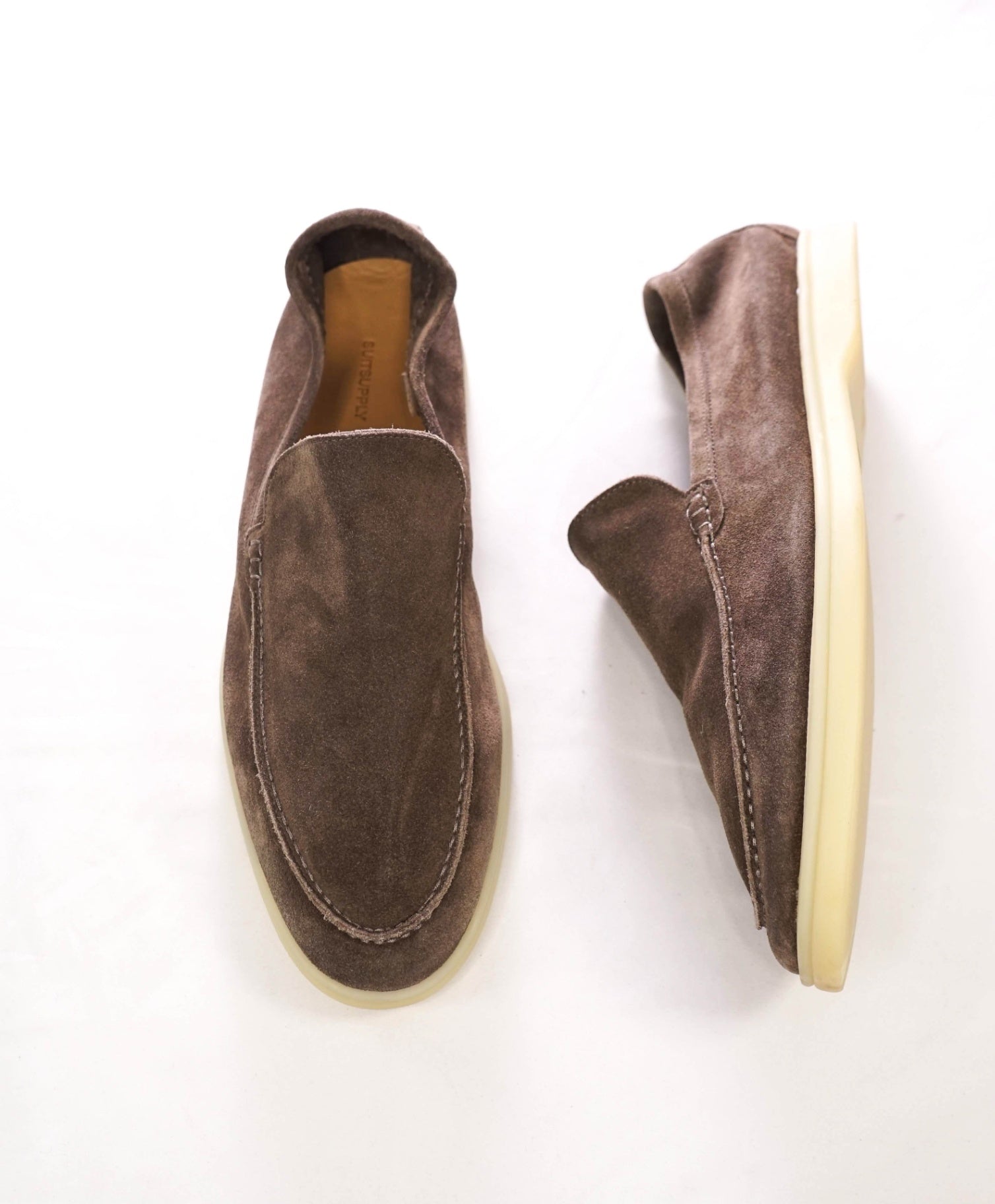 $329 SUITSUPPLY - "SUMMER WALK" Gray Suede Loafers - US 13 (EU46)