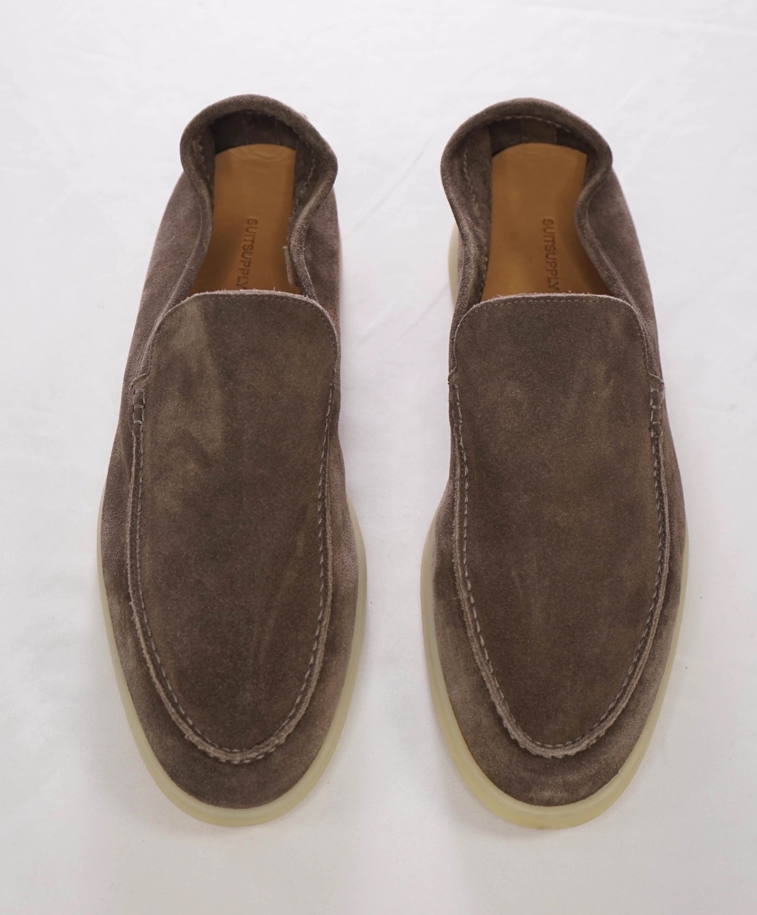 $329 SUITSUPPLY - "SUMMER WALK" Gray Suede Loafers - US 13 (EU46)