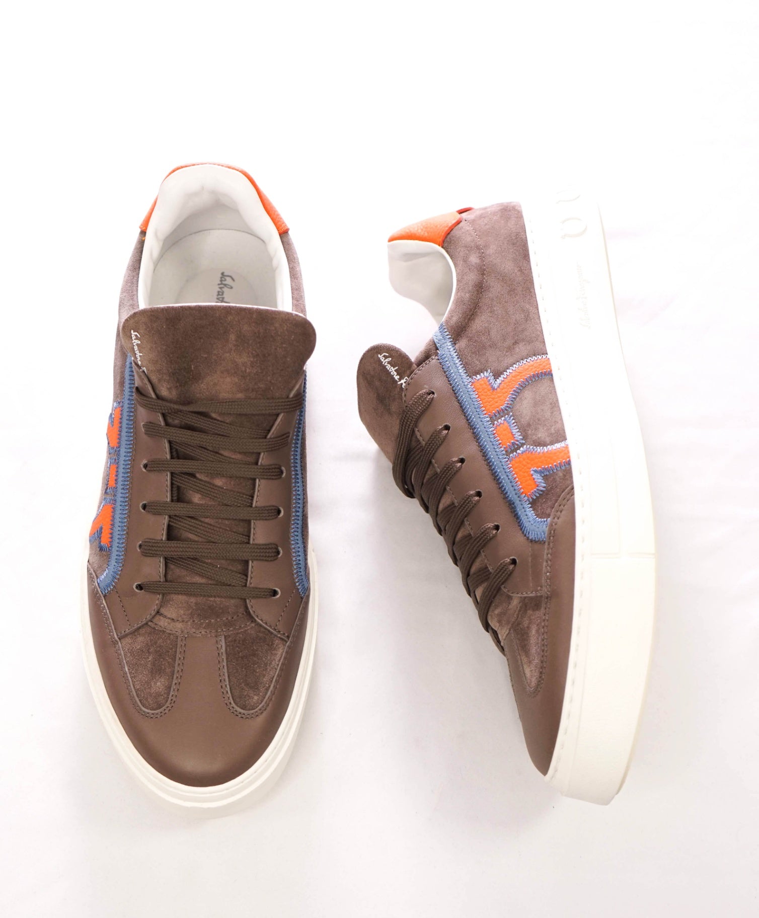 $795 FERRAGAMO - BORG 5 Gray Suede/Leather Sneakers - 12 M