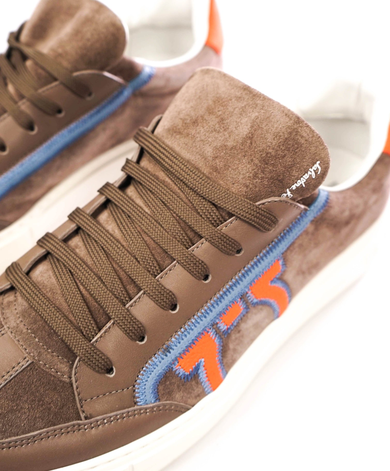 $795 FERRAGAMO - BORG 5 Gray Suede/Leather Sneakers - 12 M