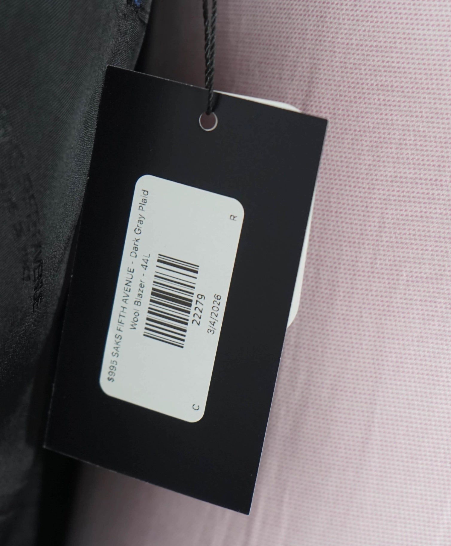 $995 ZEGNA for SAKS 5TH AVENUE - Dark Gray Plaid Wool Blazer - 44L