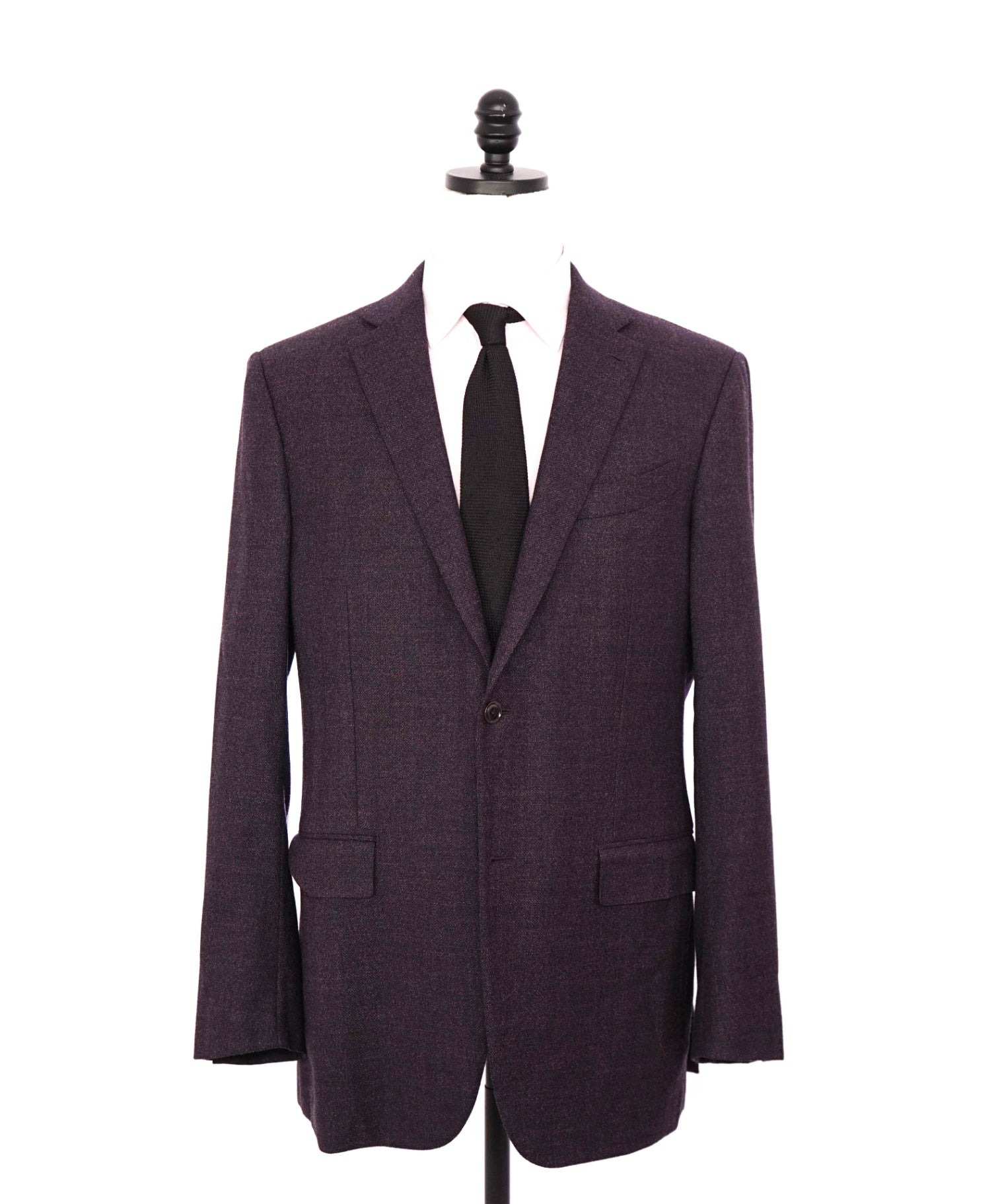 $3,295 ZEGNA - Wool/Cashmere Purple Eggplant Textured Blazer - 42L