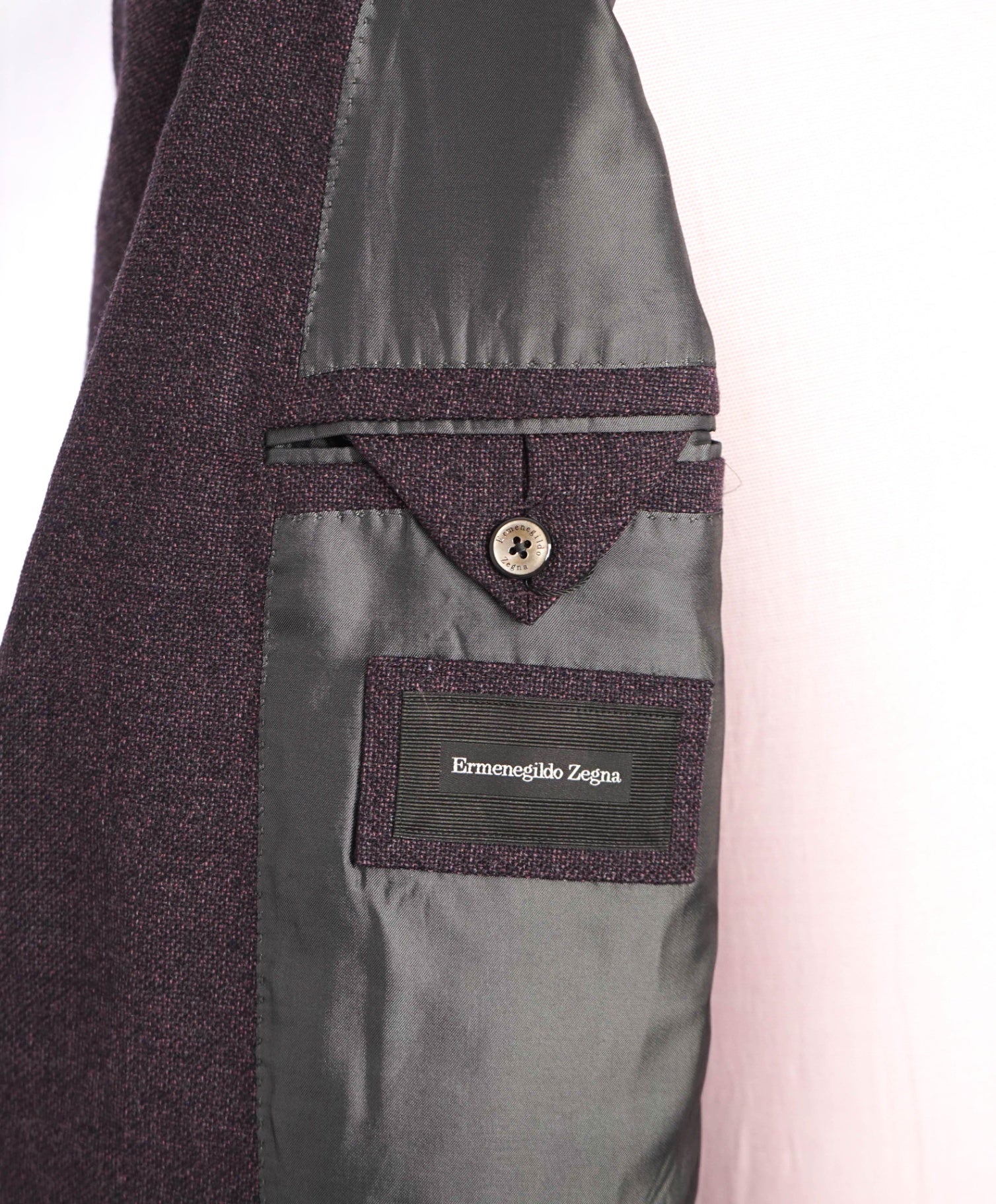 $3,295 ZEGNA - Wool/Cashmere Purple Eggplant Textured Blazer - 42L