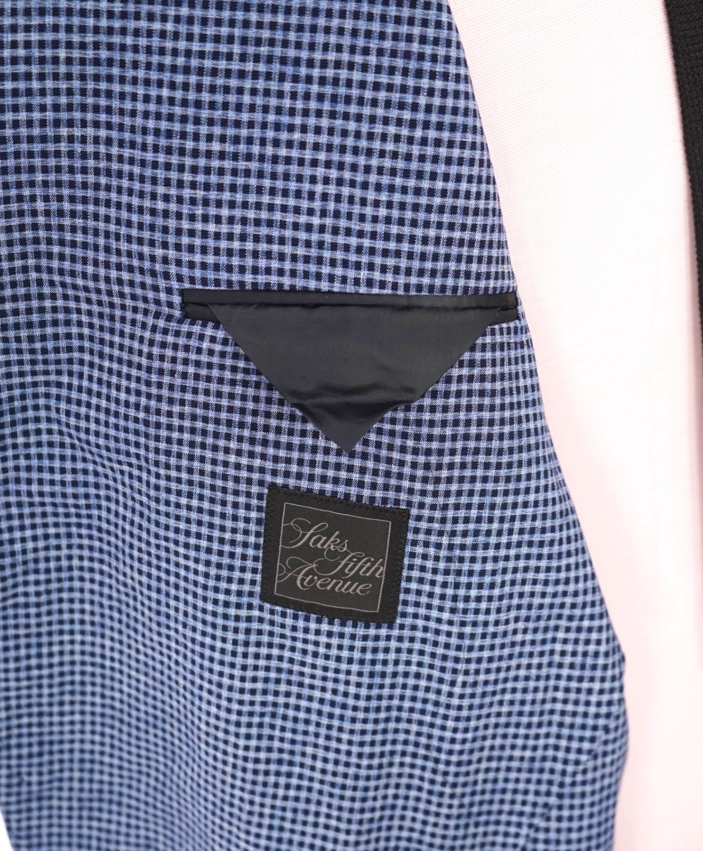 $995 SAKS 5TH AVE - Blue SEERSUCKER Wool/Cotton/Silk Blazer - 48R