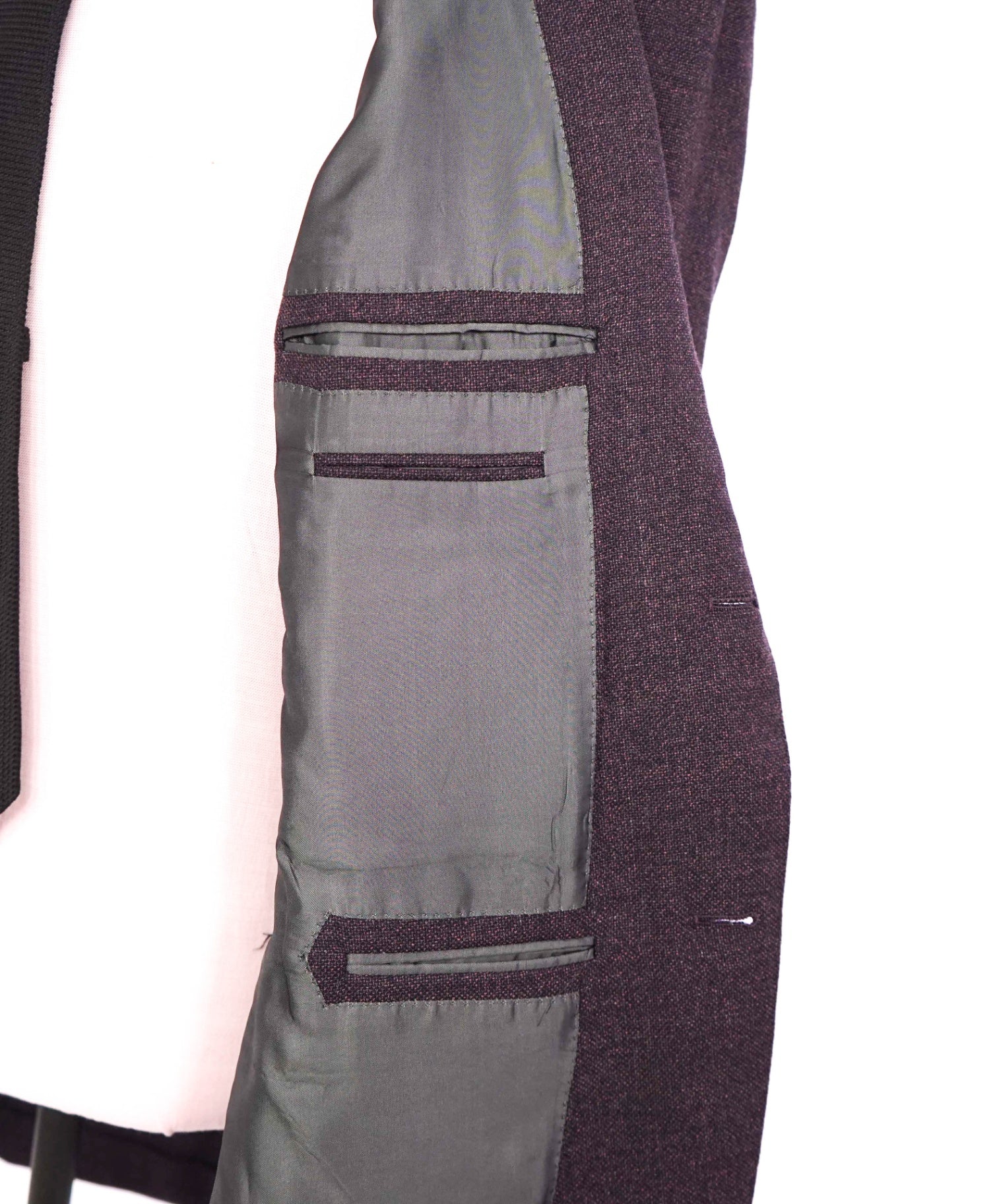 $3,295 ZEGNA - Wool/Cashmere Purple Eggplant Textured Blazer - 42L