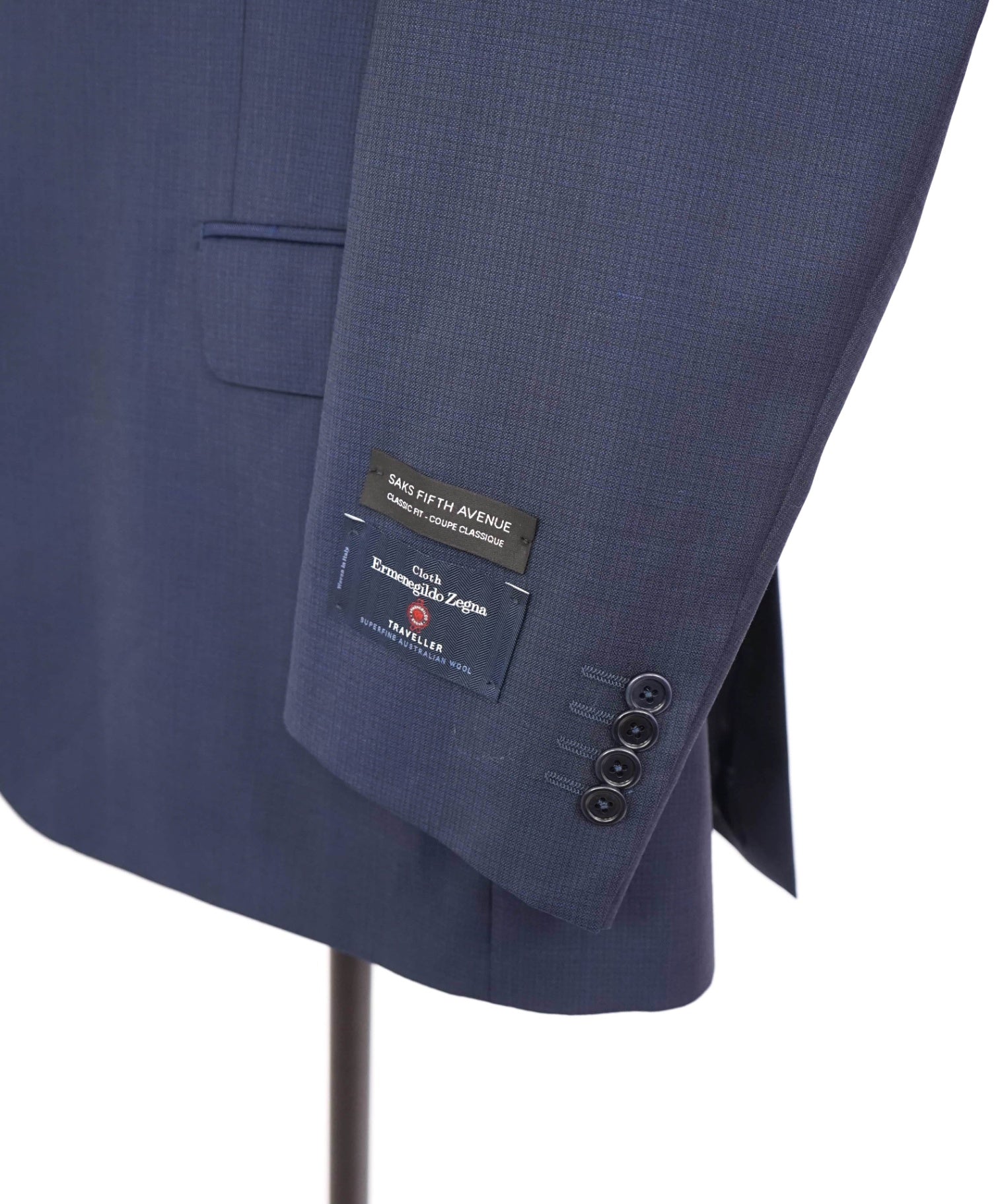 $1,295 ZEGNA for SAKS 5TH AVE - Navy Check Classic Fit Suit - 48R