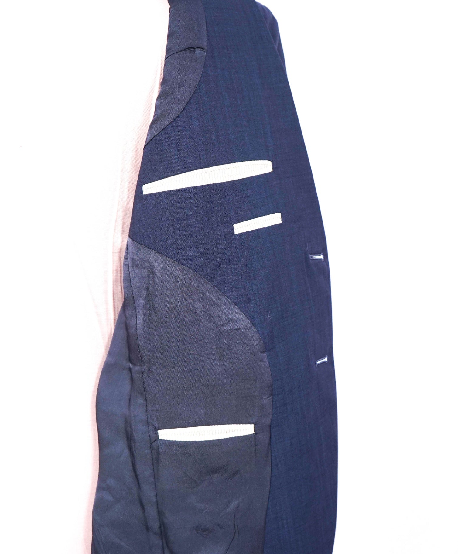 $995 SAKS FIFTH AVENUE - Navy Blue Wool Blazer - 40S