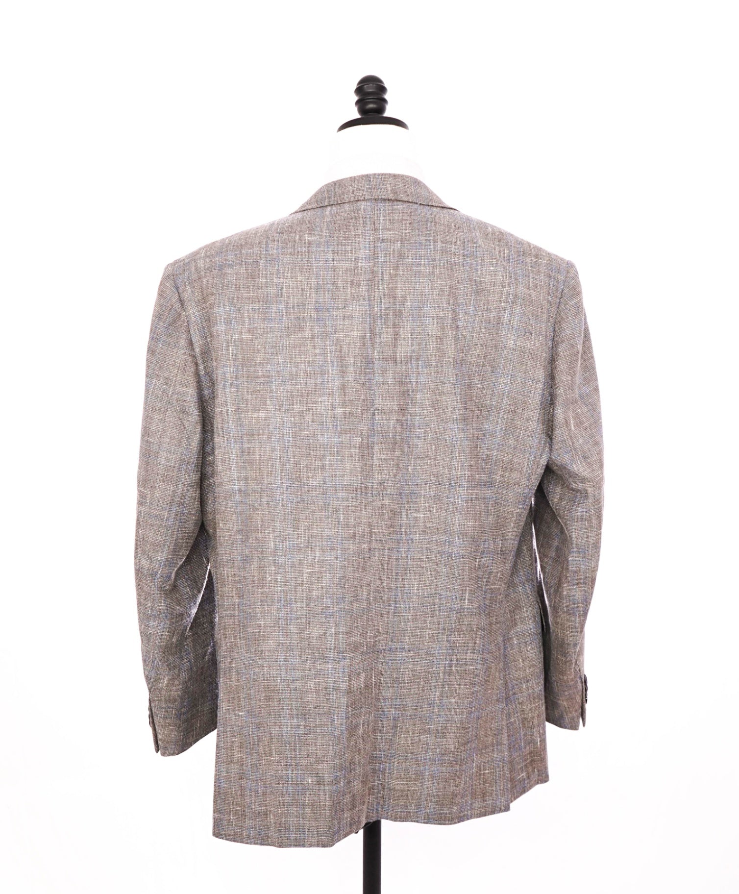 $2,695 ZEGNA - Gray/Blue Plaid Wool/Silk/Linen Blazer - 46R