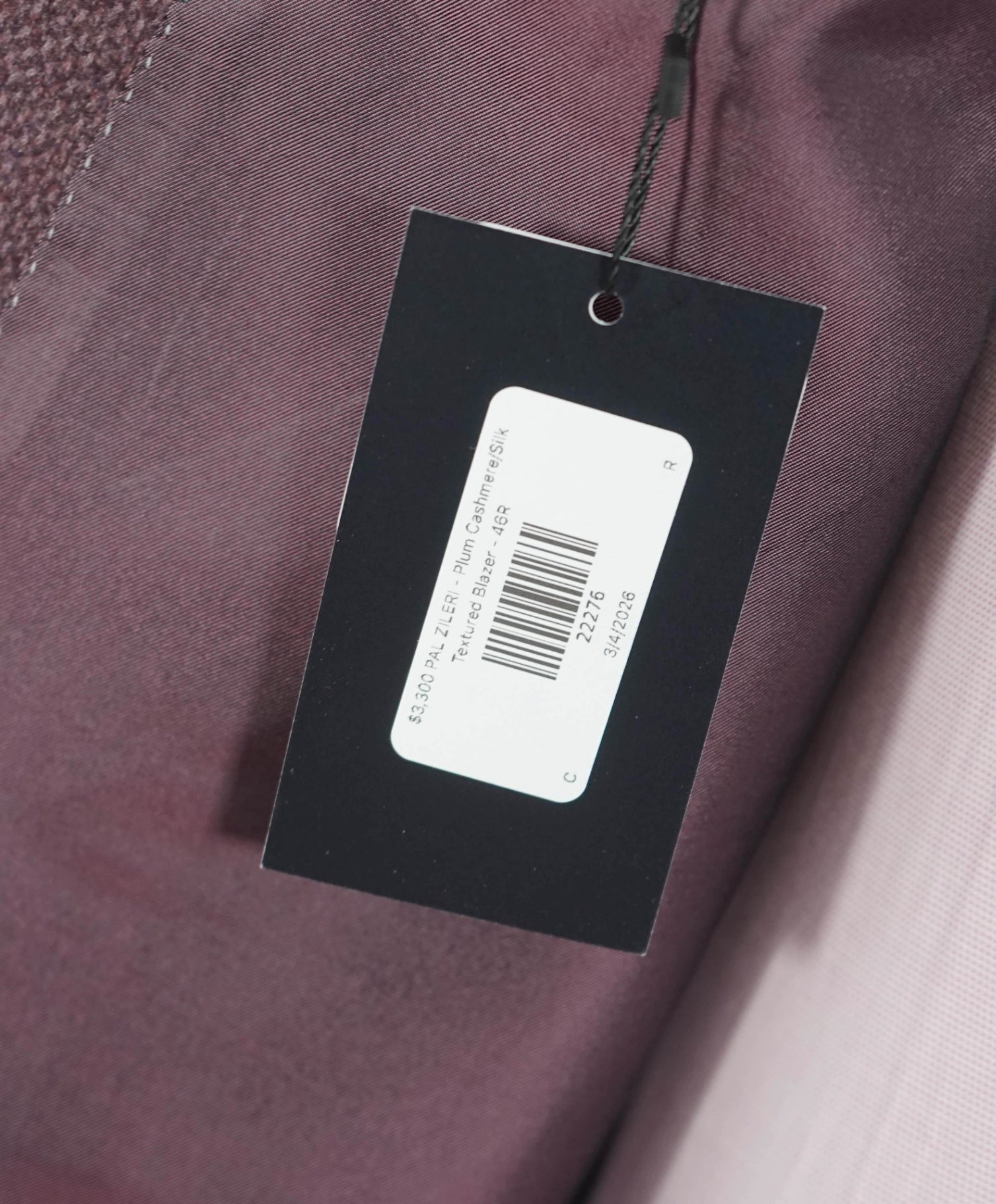 $2,295 PAL ZILERI - Plum Cashmere/Silk Textured Blazer - 46R