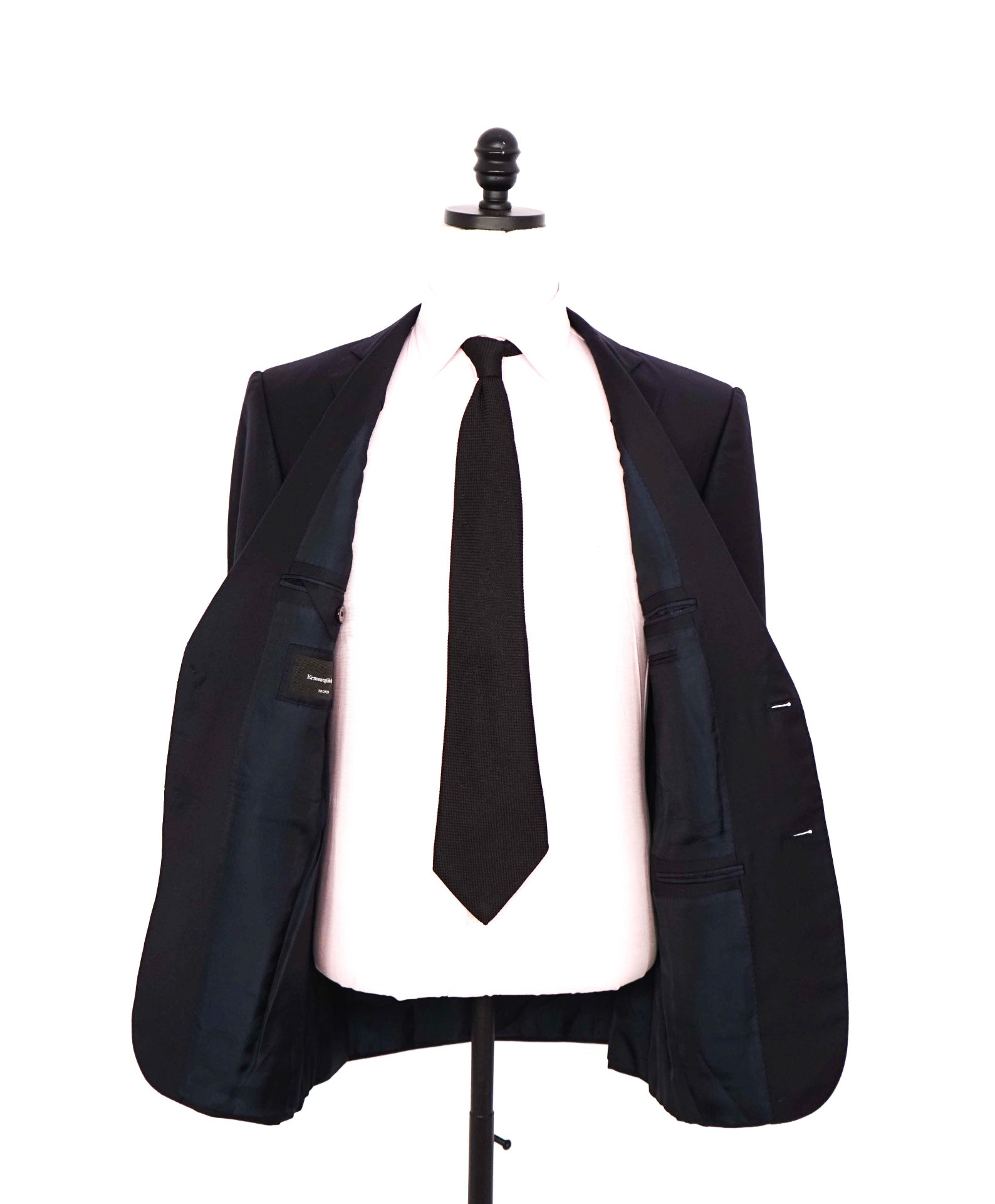 $3,295 ZEGNA - Solid Navy Blue "TROFEO" Wool Blazer - 40R