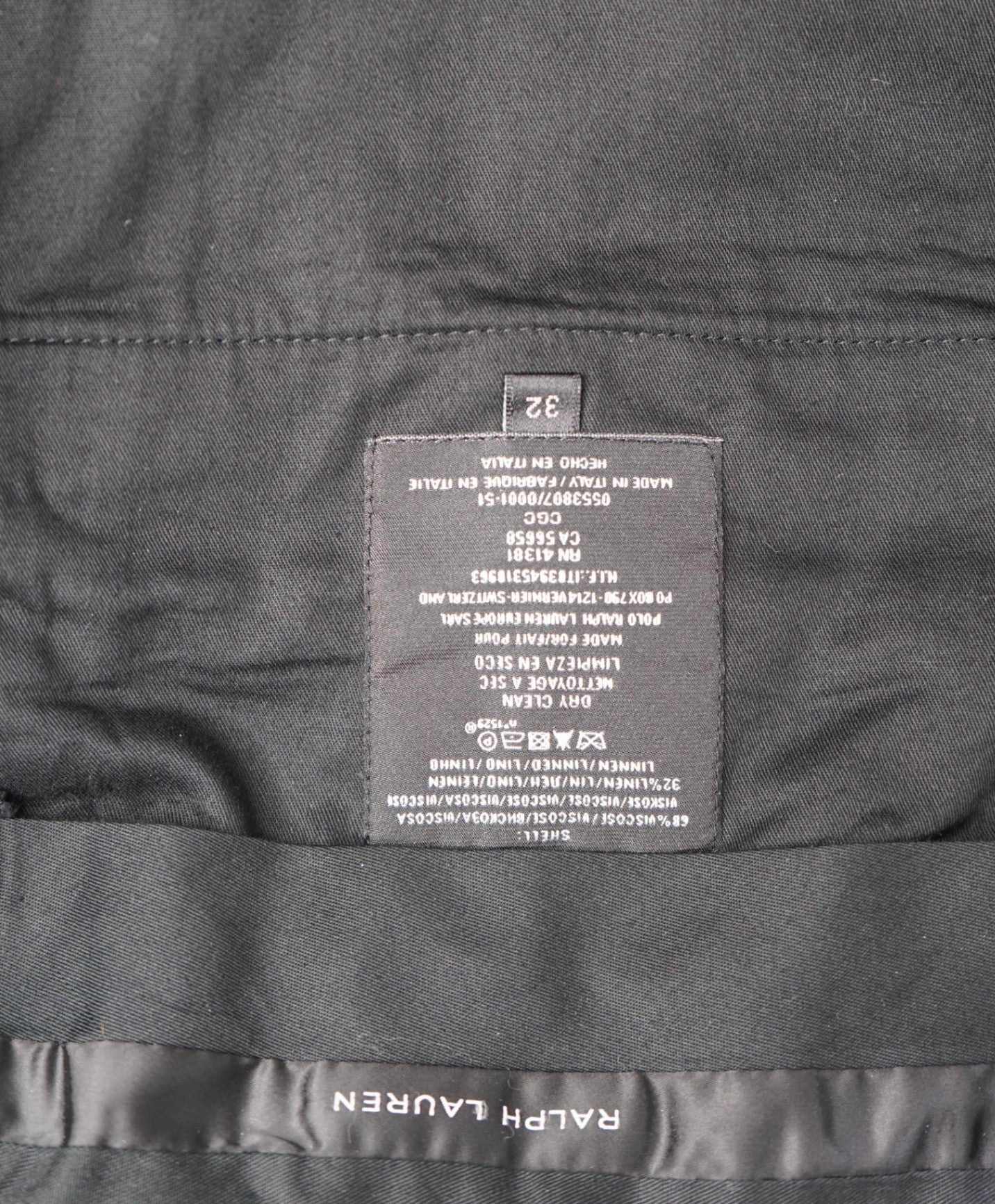 $595 RALPH LAUREN BLACK LABEL - Black Dress Linen Denim Pants - 34W