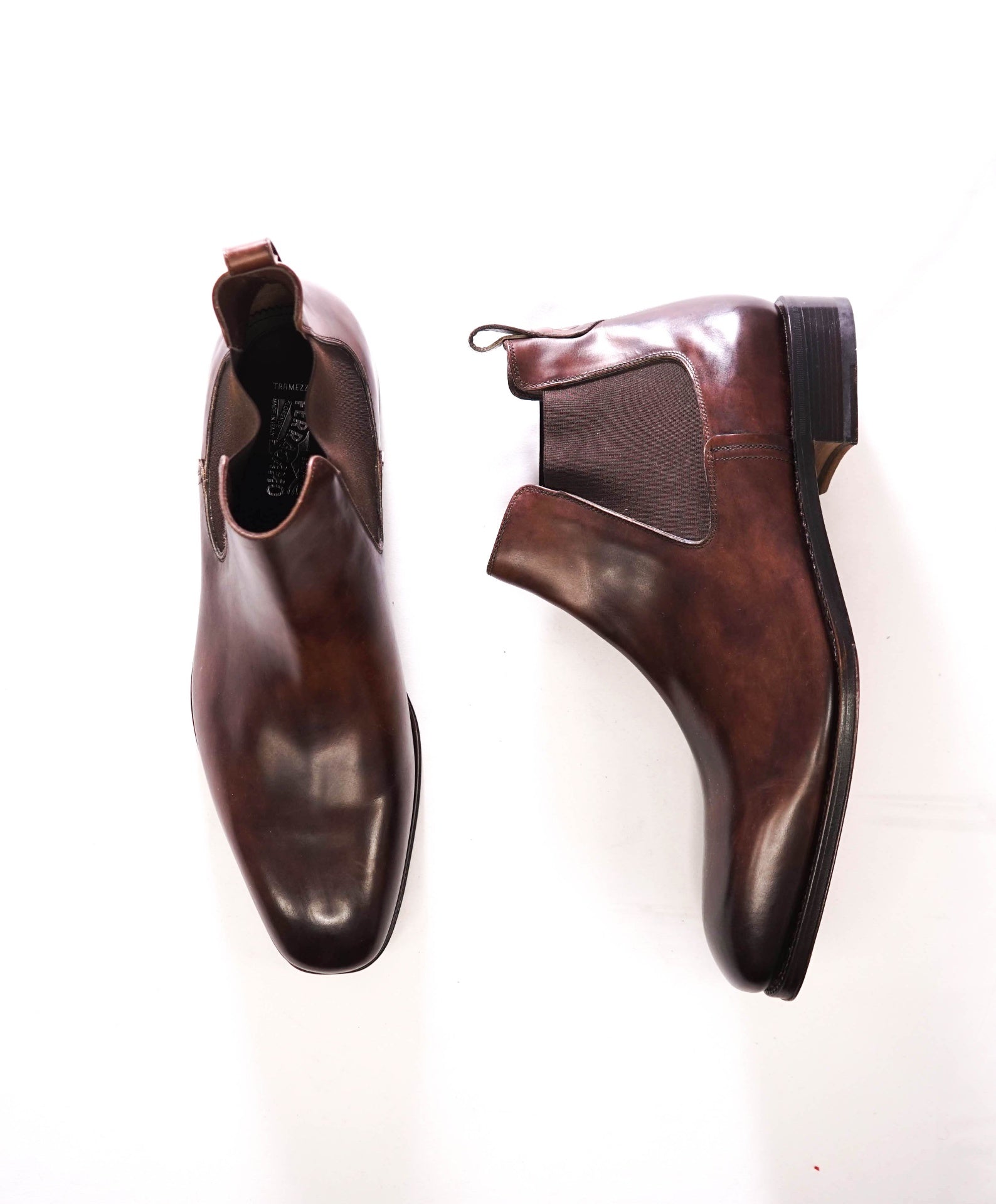 $1,450 FERRAGAMO "TRAMEZZA" - Brown Leather Chelsea Boots - 13 3E