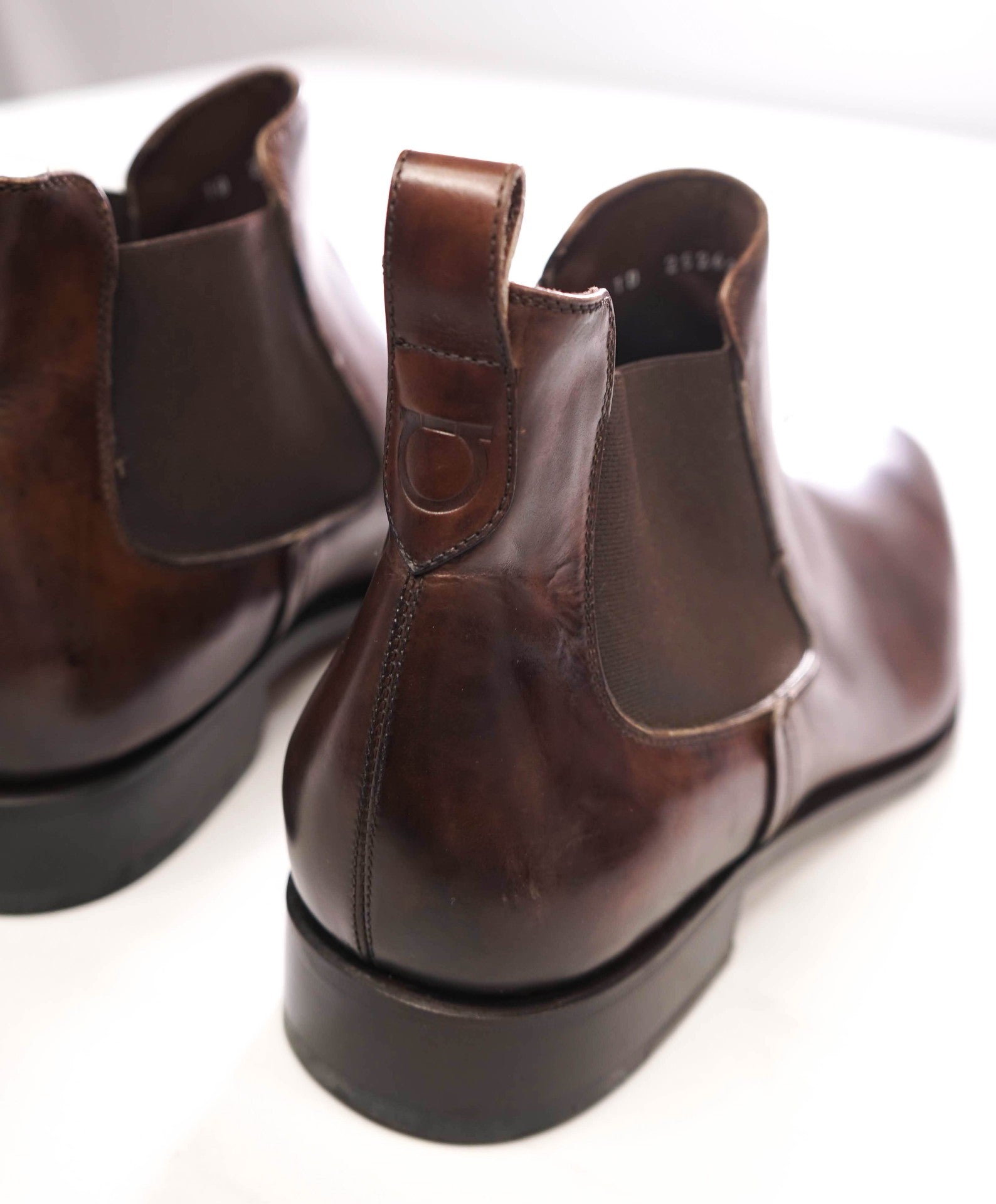$1,450 FERRAGAMO "TRAMEZZA" - Brown Leather Chelsea Boots - 13 3E