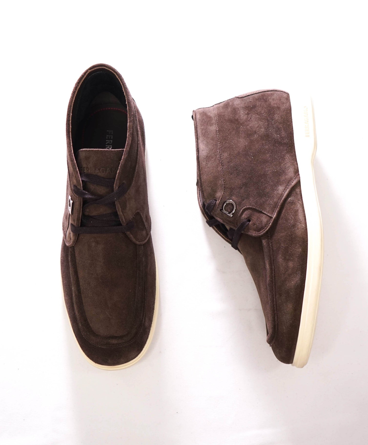 $995 FERRAGAMO - Brown Suede Chukka Boot - 9.5 M
