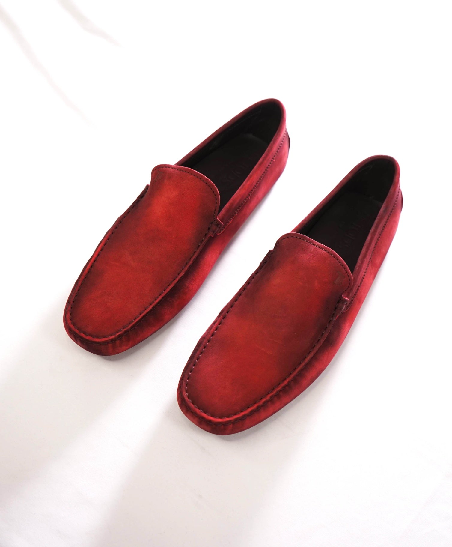 $975 TOD'S - Red Suede GOMMINI Driving Loafers - US 12.5 (11.5UK)