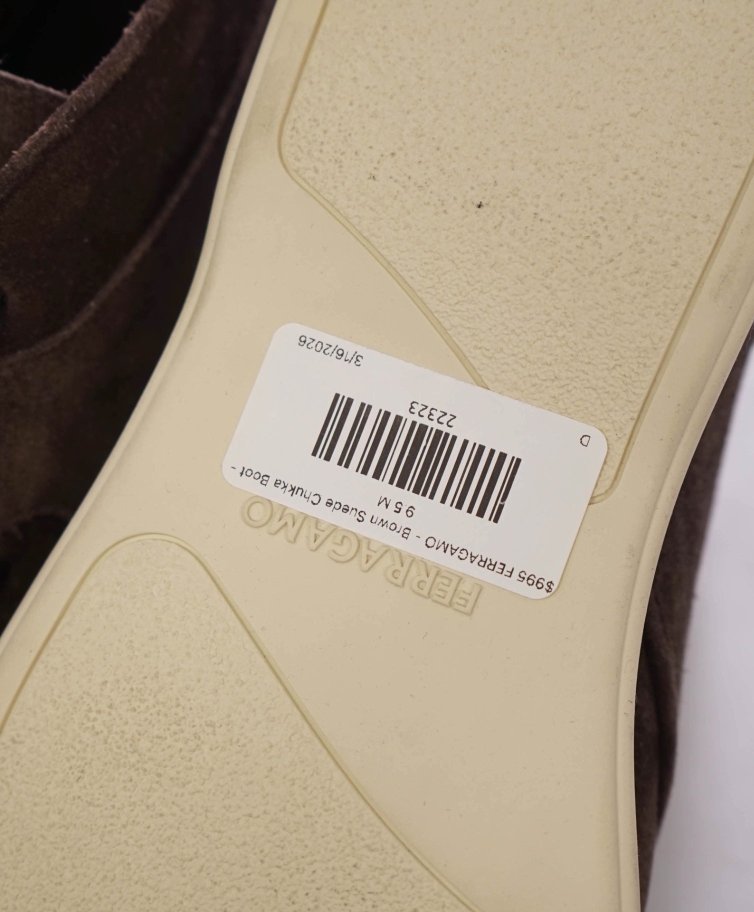 $995 FERRAGAMO - Brown Suede Chukka Boot - 9.5 M