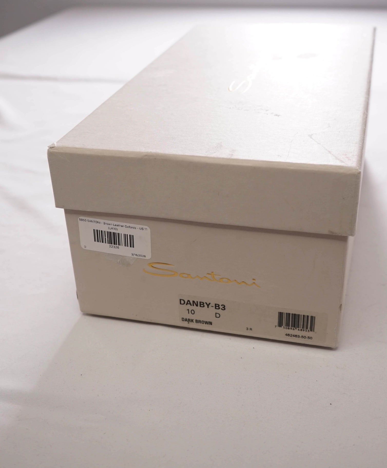 $850 SANTONI - FATTE A MANO Brown Leather Oxfords - US 11 (UK10)