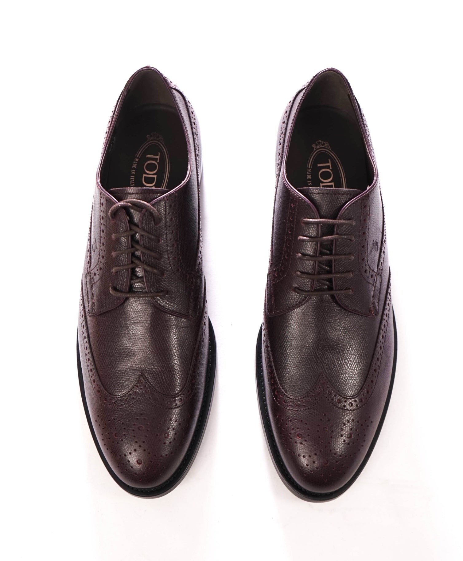 $1,295 TOD'S - Cherry Brown Pebble Leather Derby - US 10.5 (9.5UK)