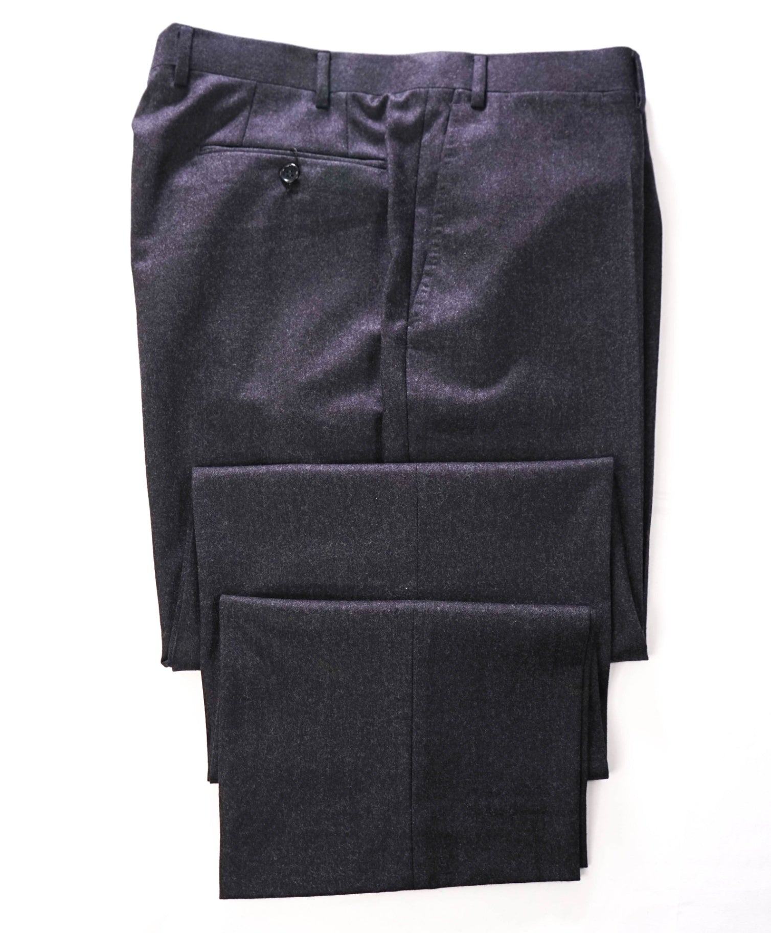 $625 CANALI - Solid Dark Gray Flannel Wool Pants - 37W