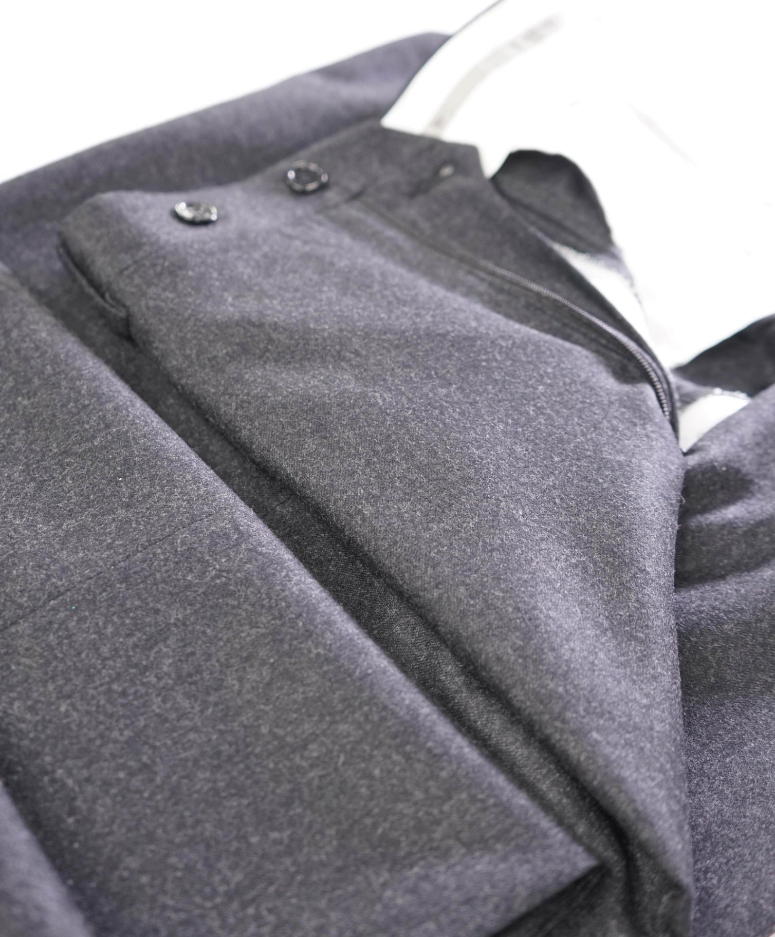 $625 CANALI - Solid Dark Gray Flannel Wool Pants - 37W