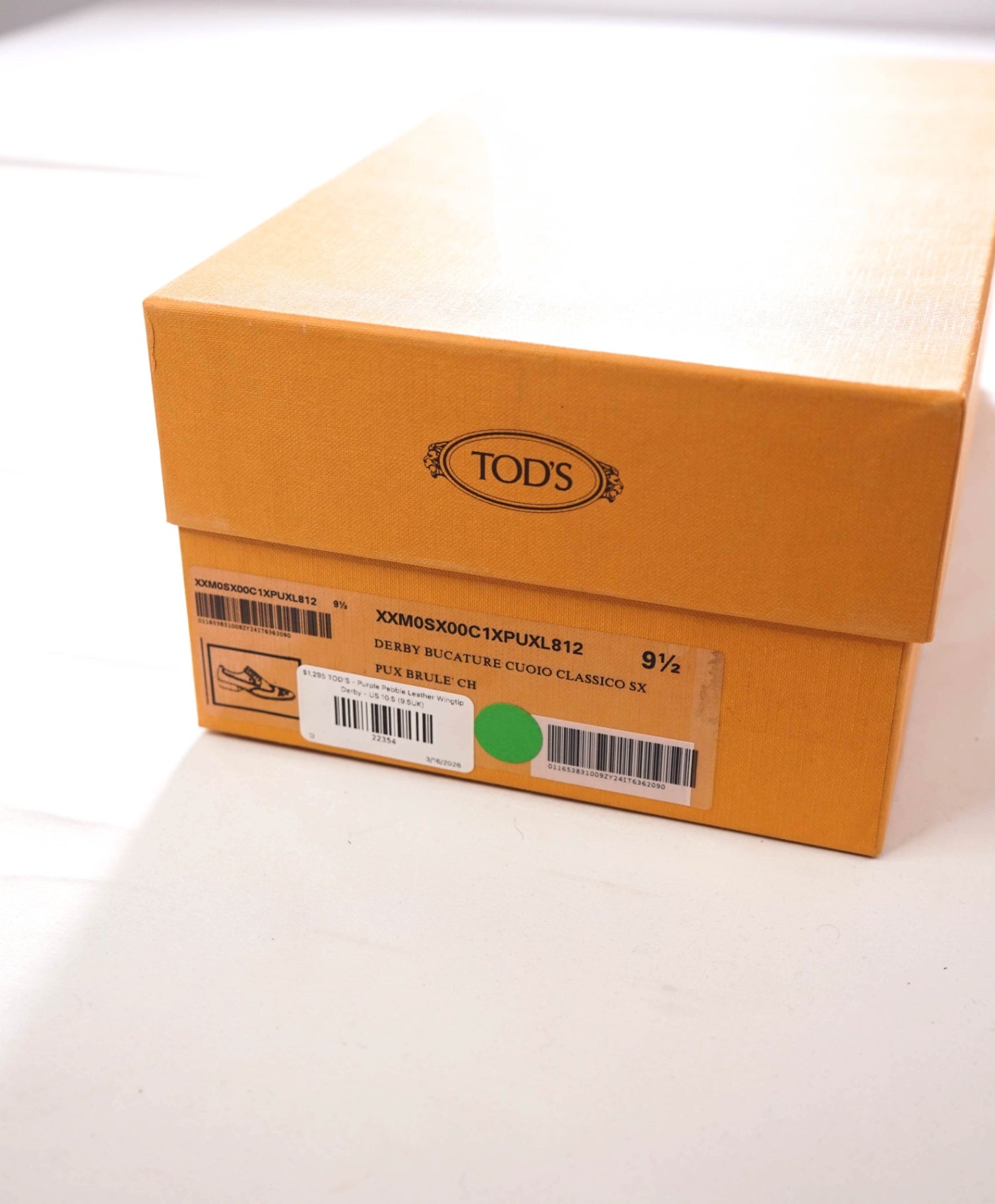 $1,295 TOD'S - Cherry Brown Pebble Leather Derby - US 10.5 (9.5UK)