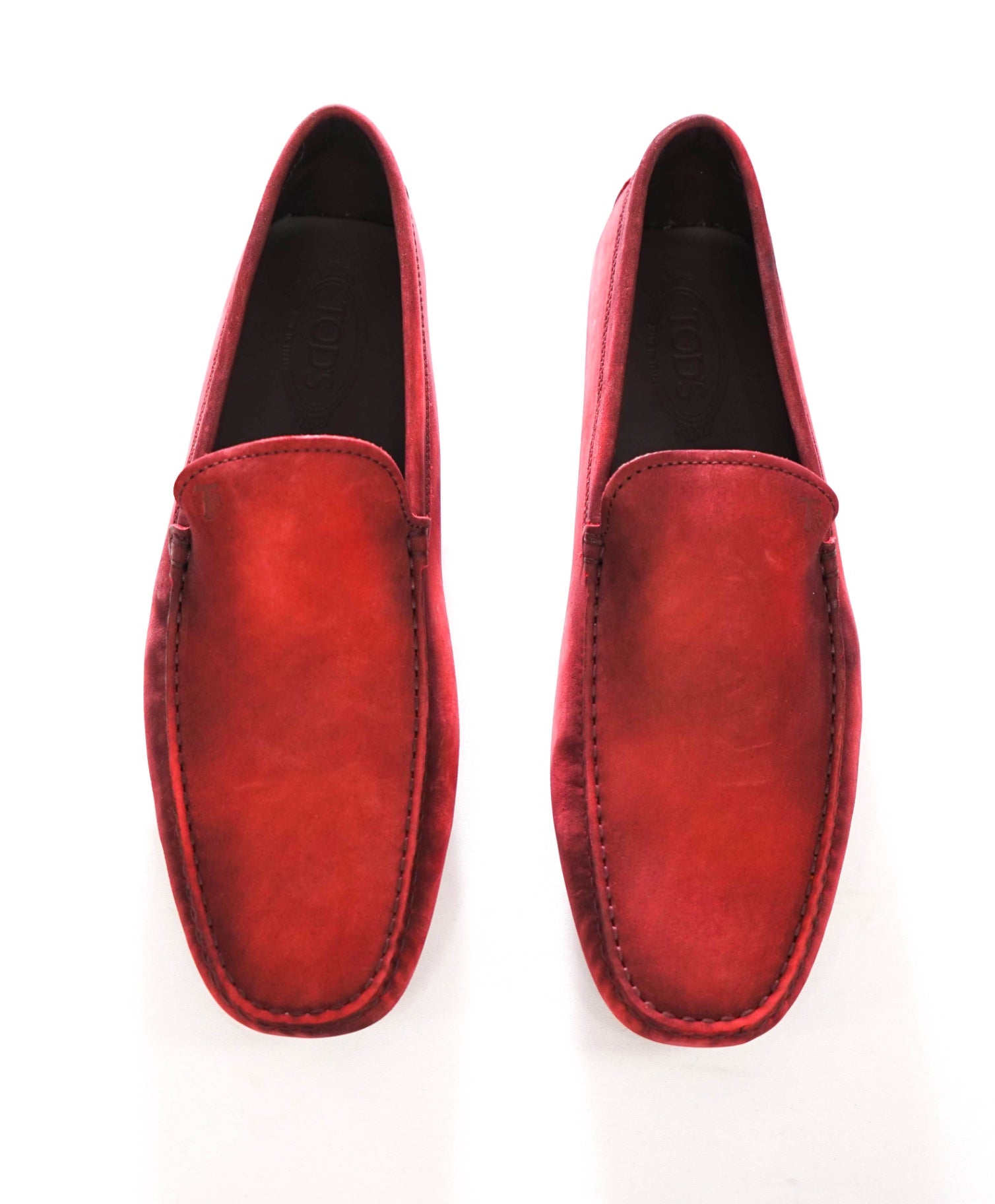 $975 TOD'S - Red Suede GOMMINI Driving Loafers - US 12.5 (11.5UK)