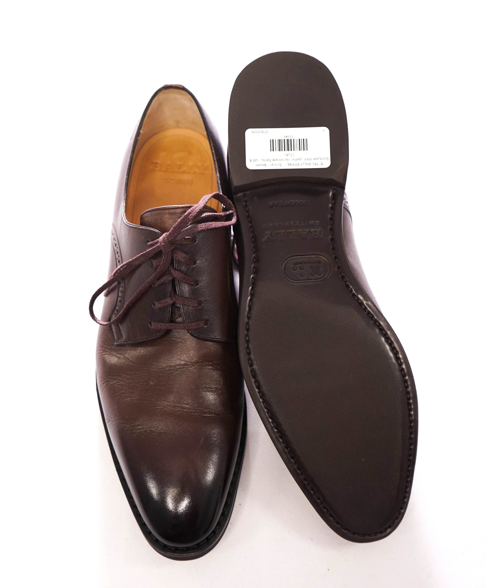 $1,195 BALLY SCRIBE - "Scrivani" Brown Goodyear Leather - US 8 (7UK)