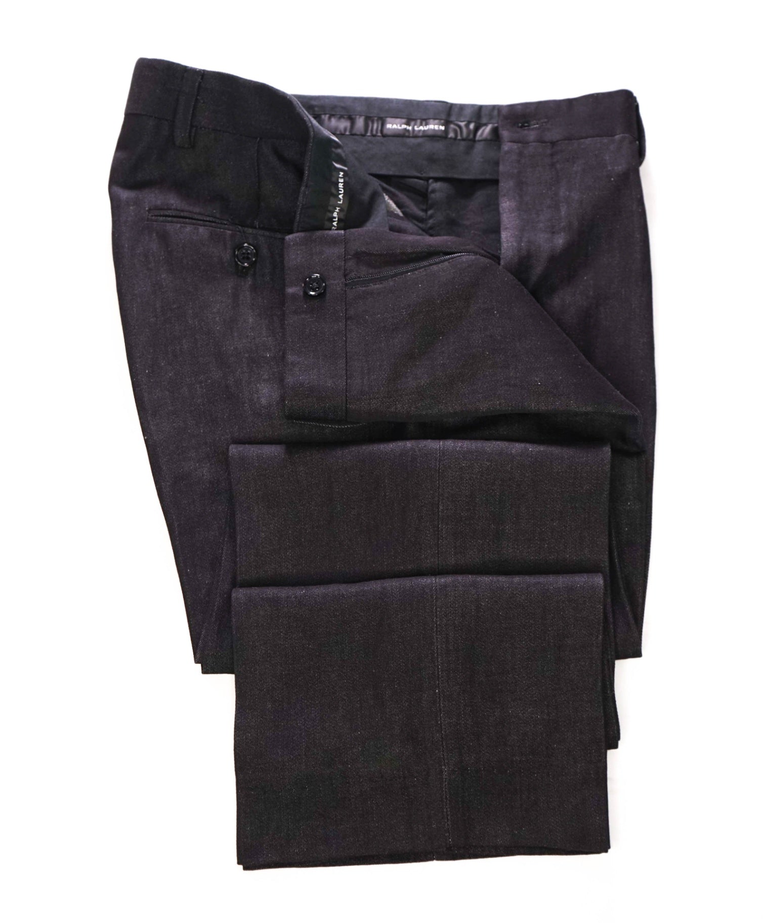 $595 RALPH LAUREN BLACK LABEL - Black Dress Linen Denim Pants - 34W