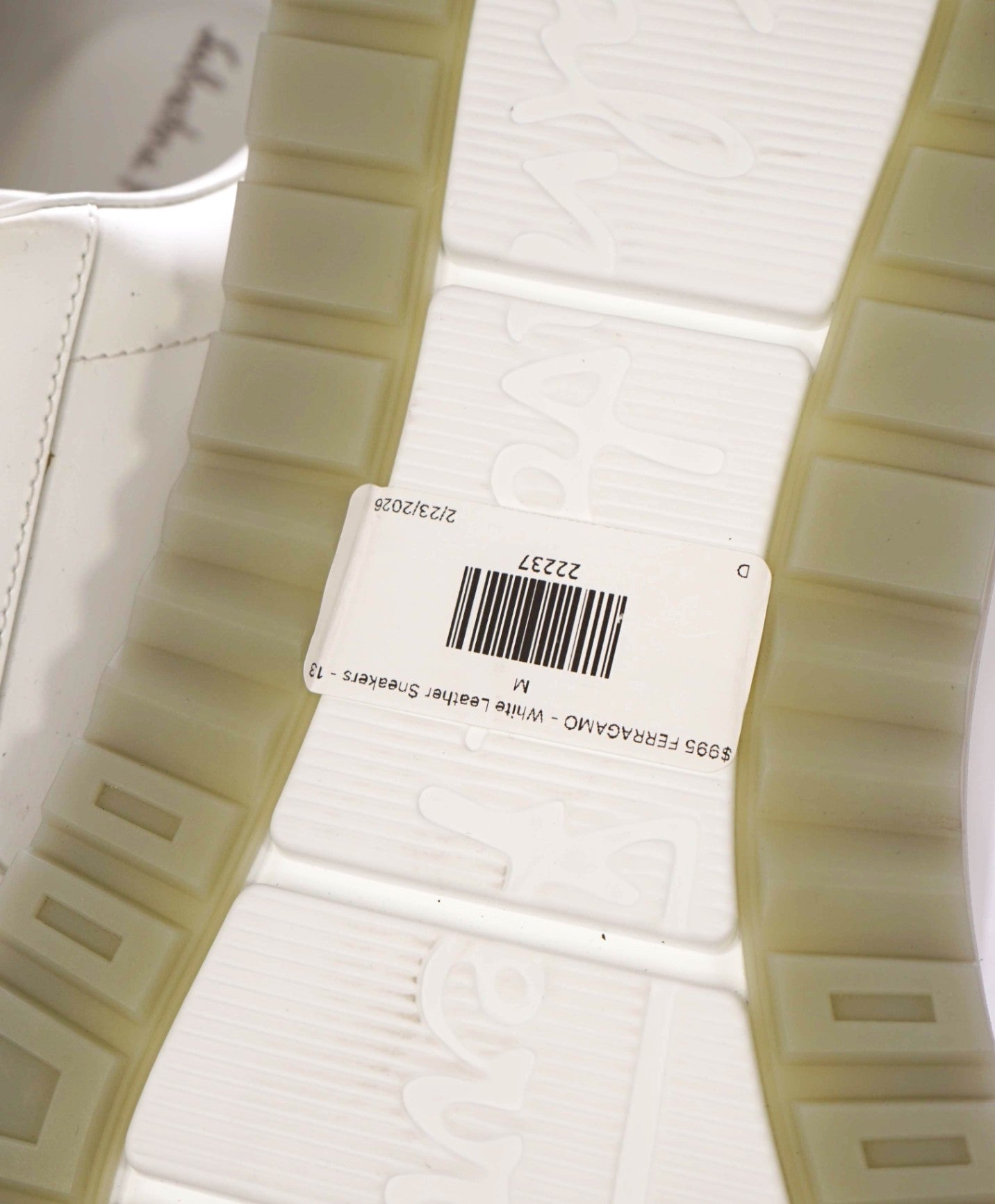 $995 FERRAGAMO - "Brooklyn" White Leather Sneakers - 13 M