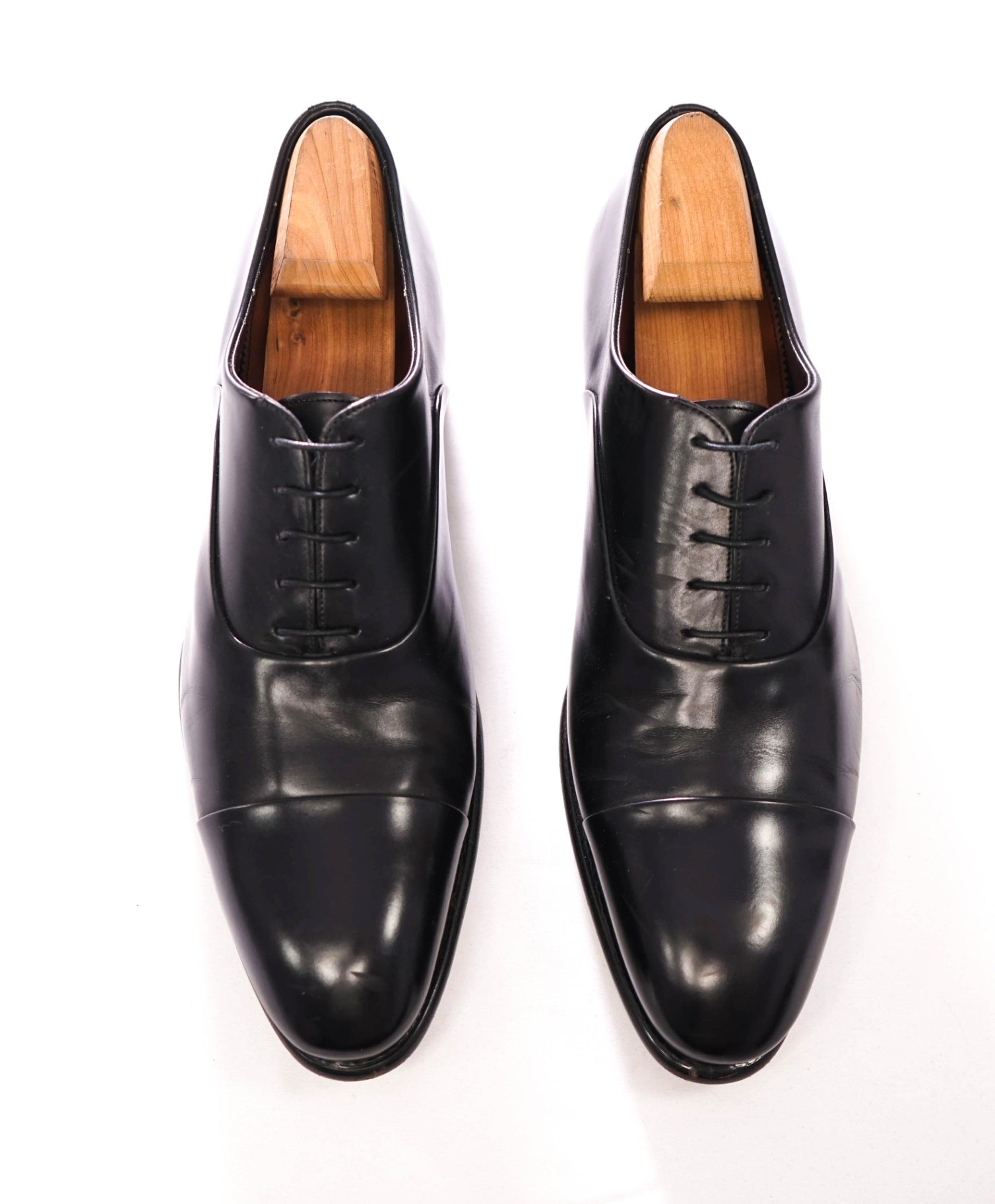 $1,350 SANTONI - "Isaac" Black GOODYEAR Oxfords - US 13 (UK12)