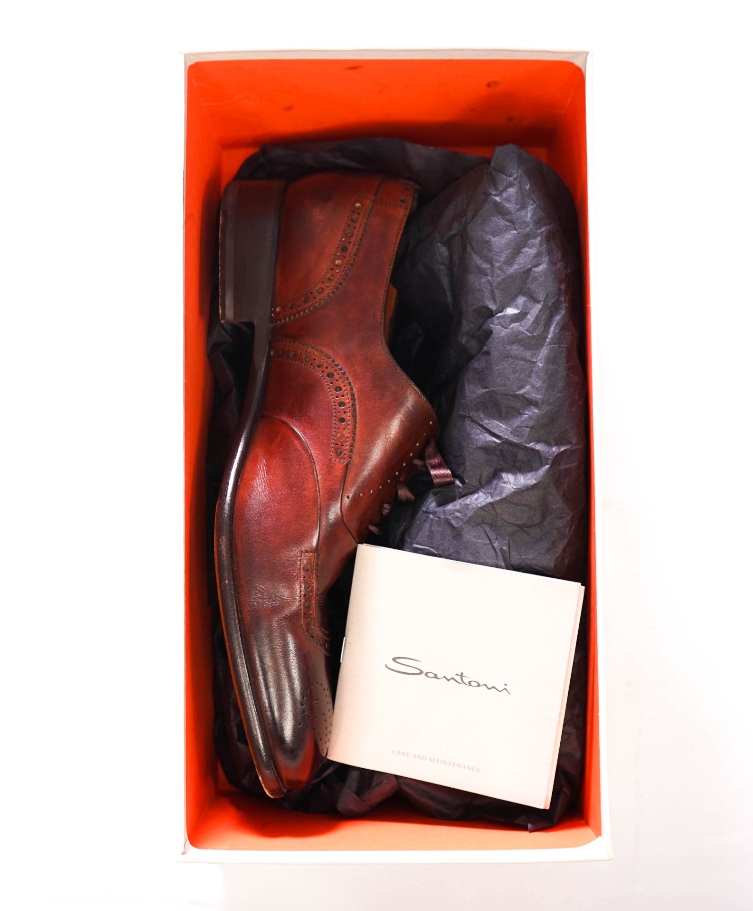 $850 SANTONI - FATTE A MANO Brown Leather Oxfords - US 11 (UK10)