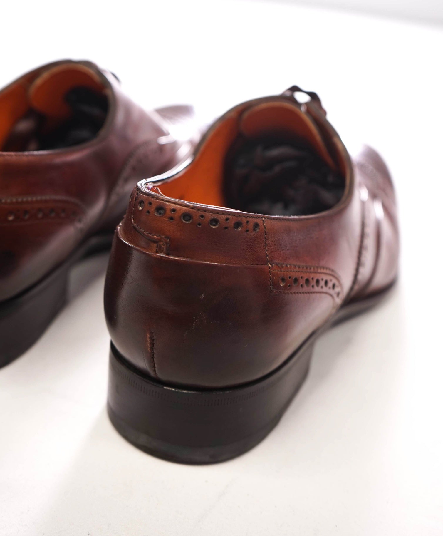 $850 SANTONI - FATTE A MANO Brown Leather Oxfords - US 11 (UK10)