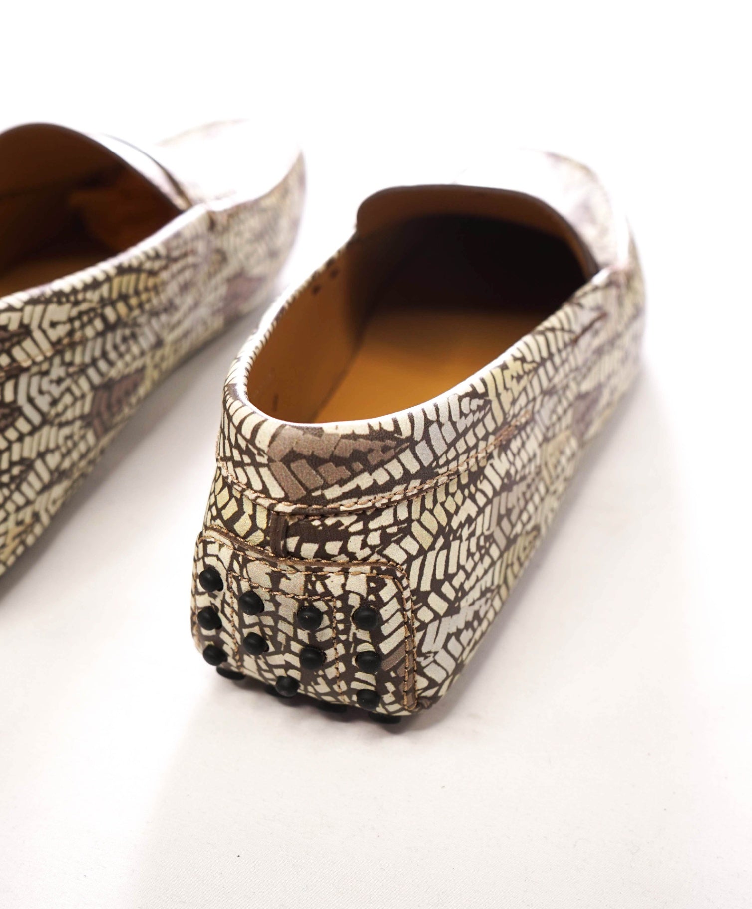 $775 TOD'S - Abstract Green Leather Driving Loafers - US 10 (9UK)