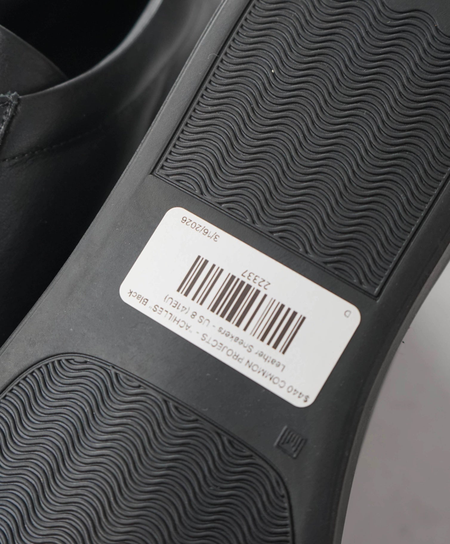 $440 COMMON PROJECTS - "ACHILLES" Black Leather Sneakers - US 8 (41EU)