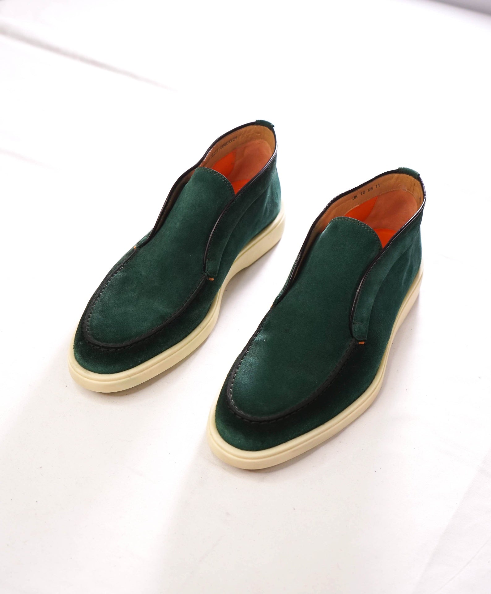 $850 SANTONI - "Summer Walk" Green Suede Chukka Boot - US 11 (UK10)