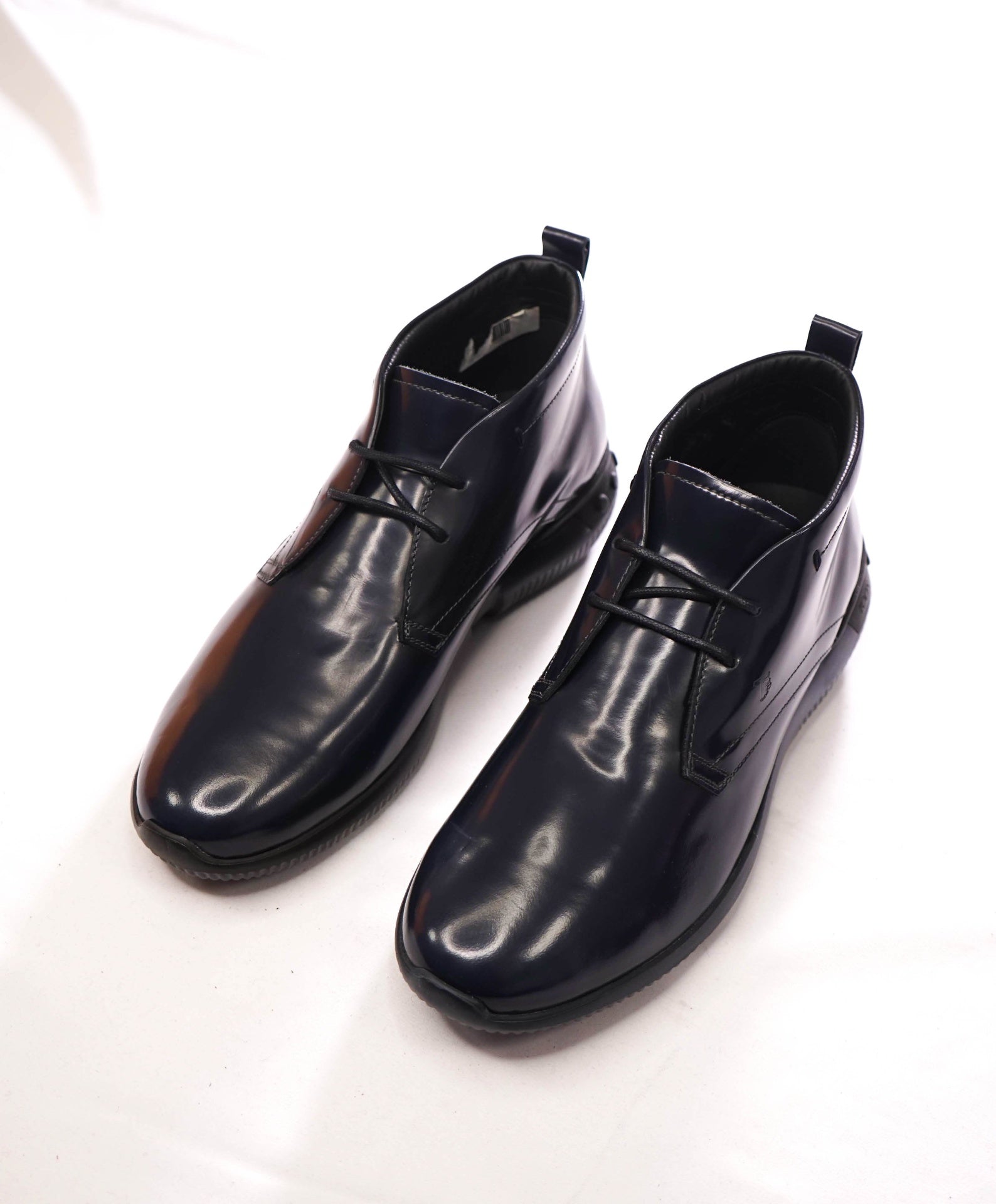 $595 TOD'S - Navy Blue Leather Ankle Boot High Top Sneaker- US 8 (7UK)
