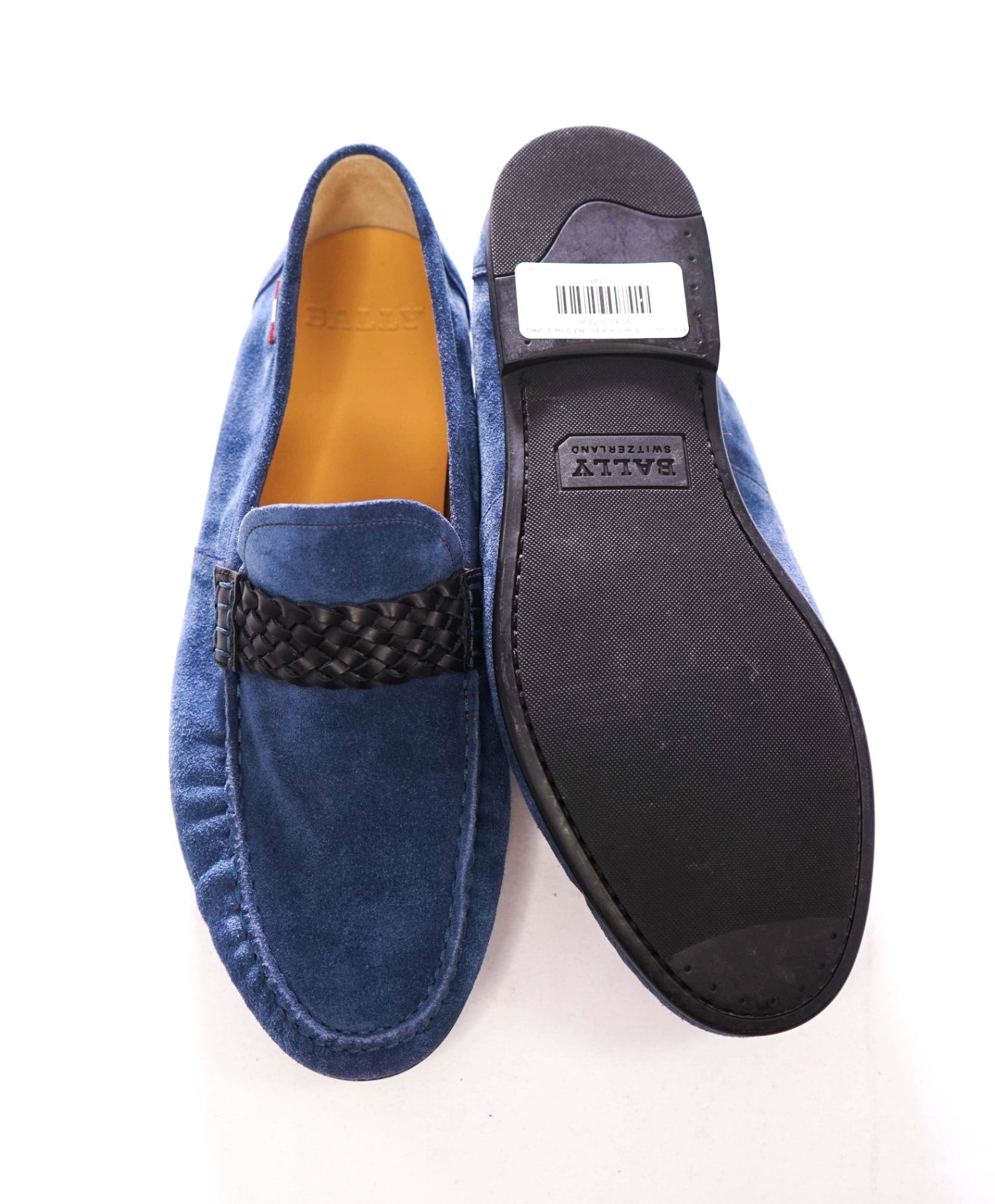 $695 BALLY - Blue Suede Braided-Strap Loafers - US 8.5 D (7.5UK)