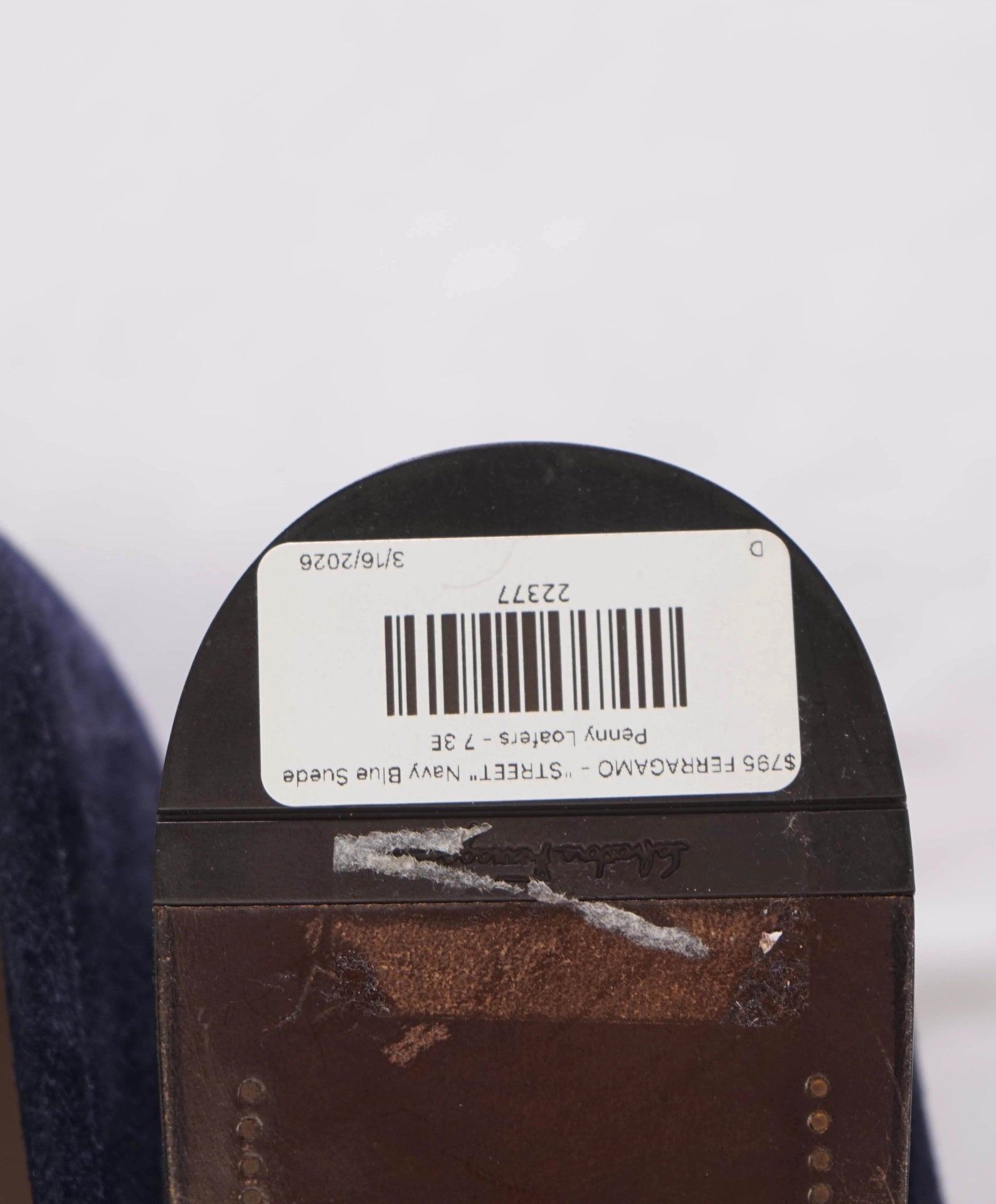 $795 FERRAGAMO - "STREET" Navy Blue Suede Penny Loafers - 7 3E