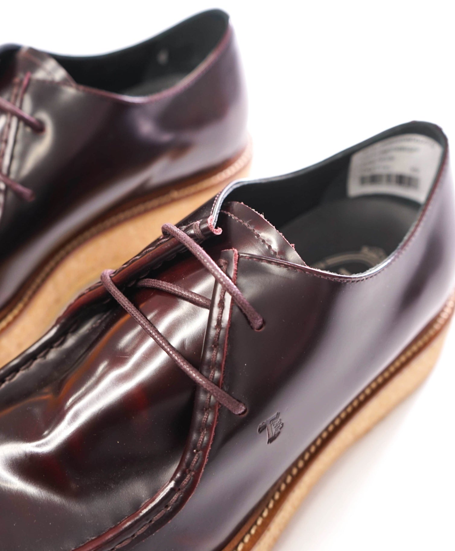 $975 TOD'S - Hand Patina Brown Leather Lug Shoes - US 8 (7UK)