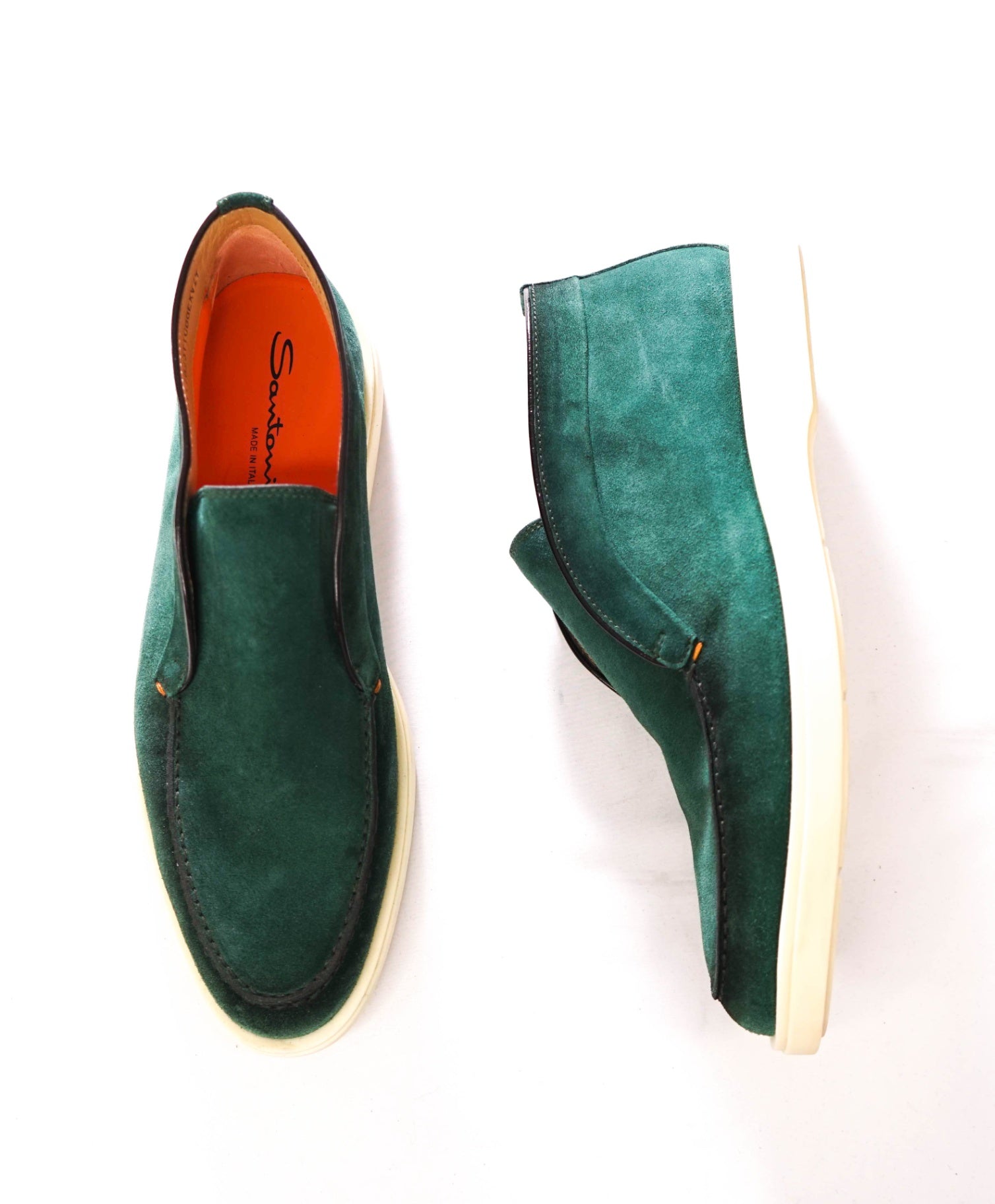 $850 SANTONI - "Summer Walk" Green Suede Chukka Boot - US 11 (UK10)