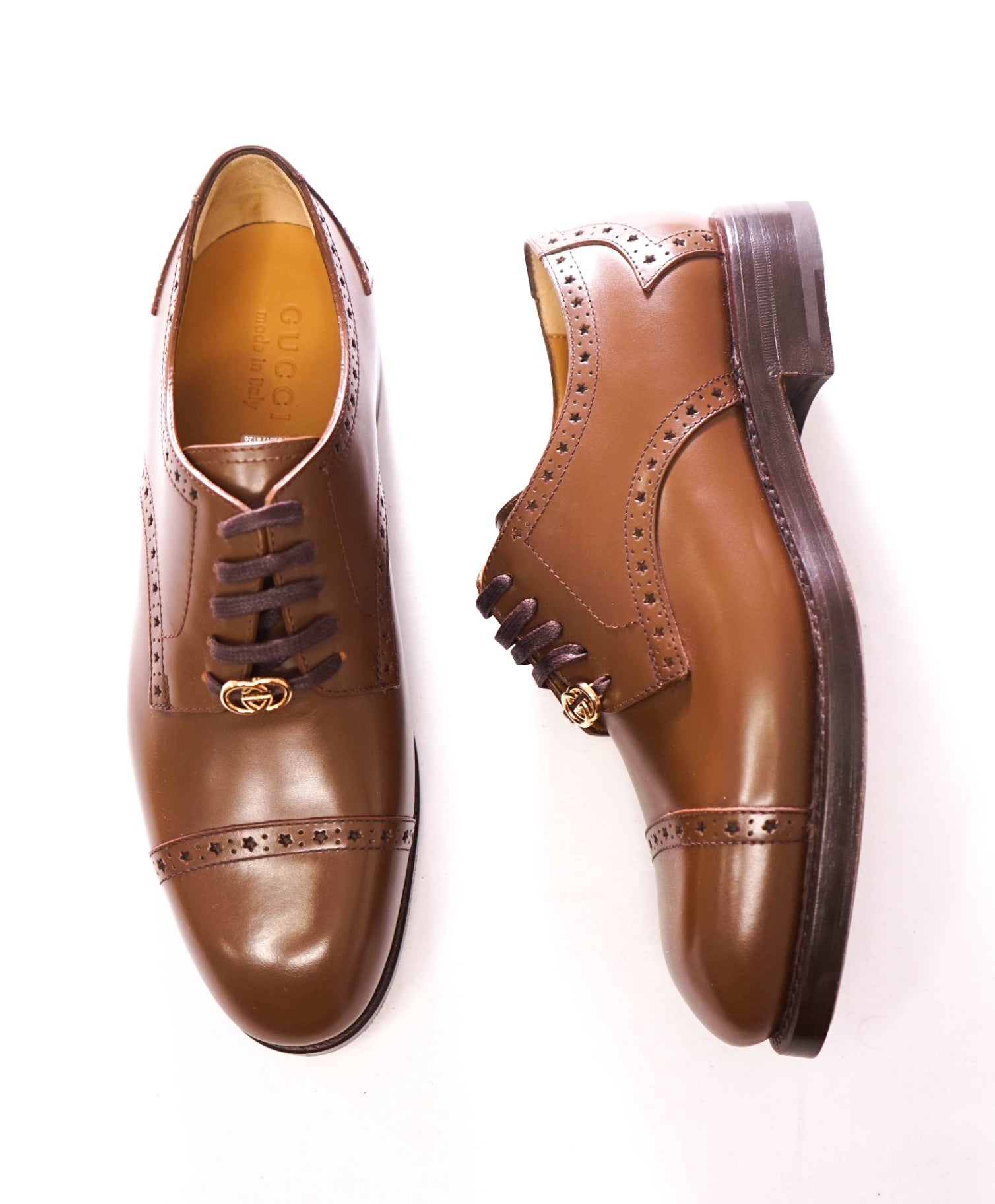 $1,200 GUCCI - Brown Goodyear Leather Derby - 7.5 US (7G)