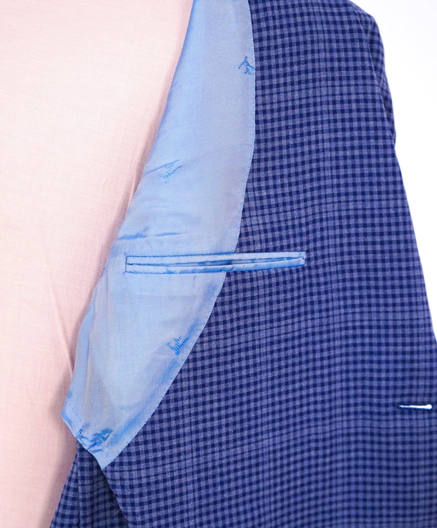 $4,695 ISAIA - Blue Gingham Cashmere/Wool/Cotton Blazer - 46R