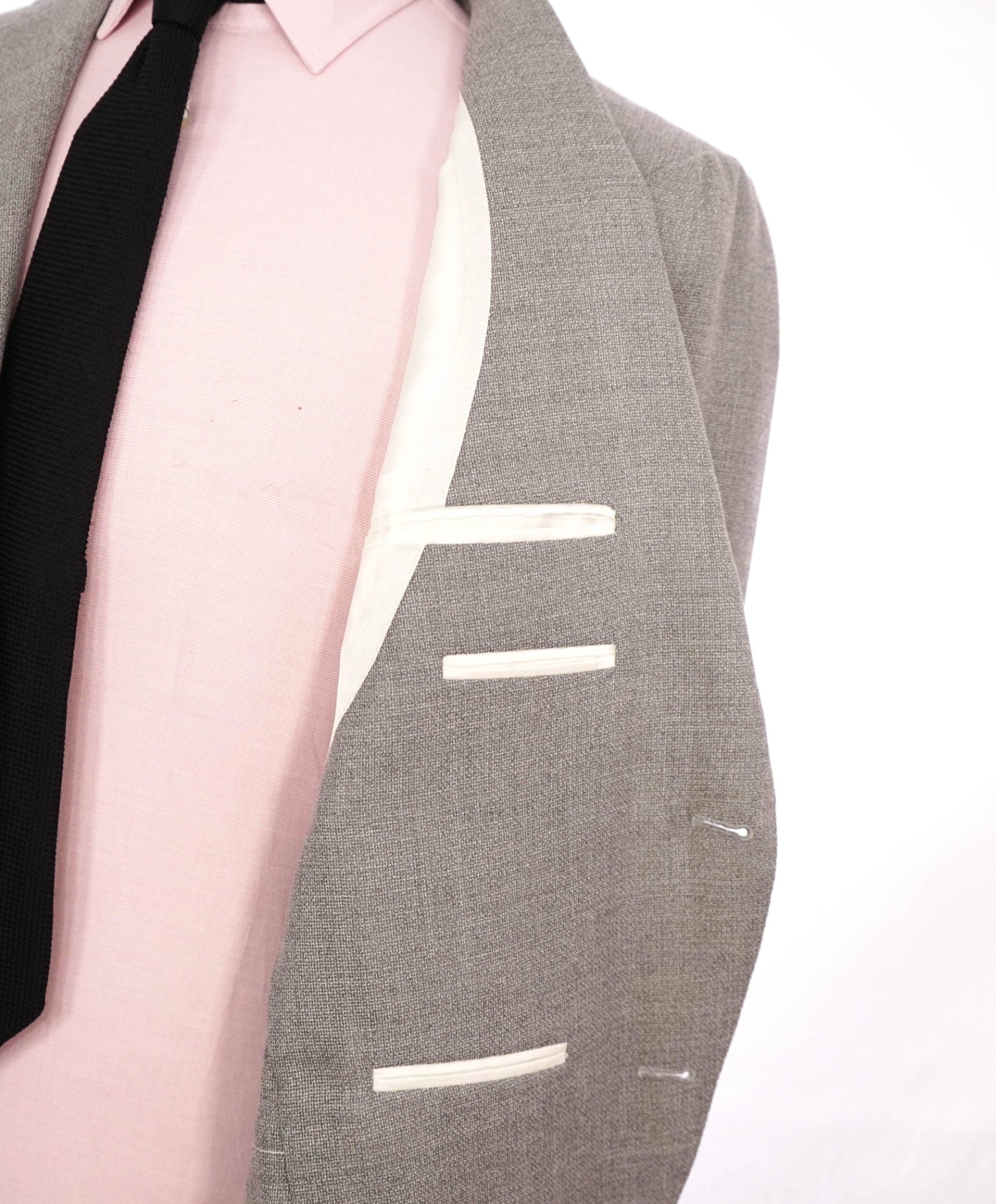 $3,295 ISAIA - Light Gray Textured Wool Royal Weave Blazer - 42R