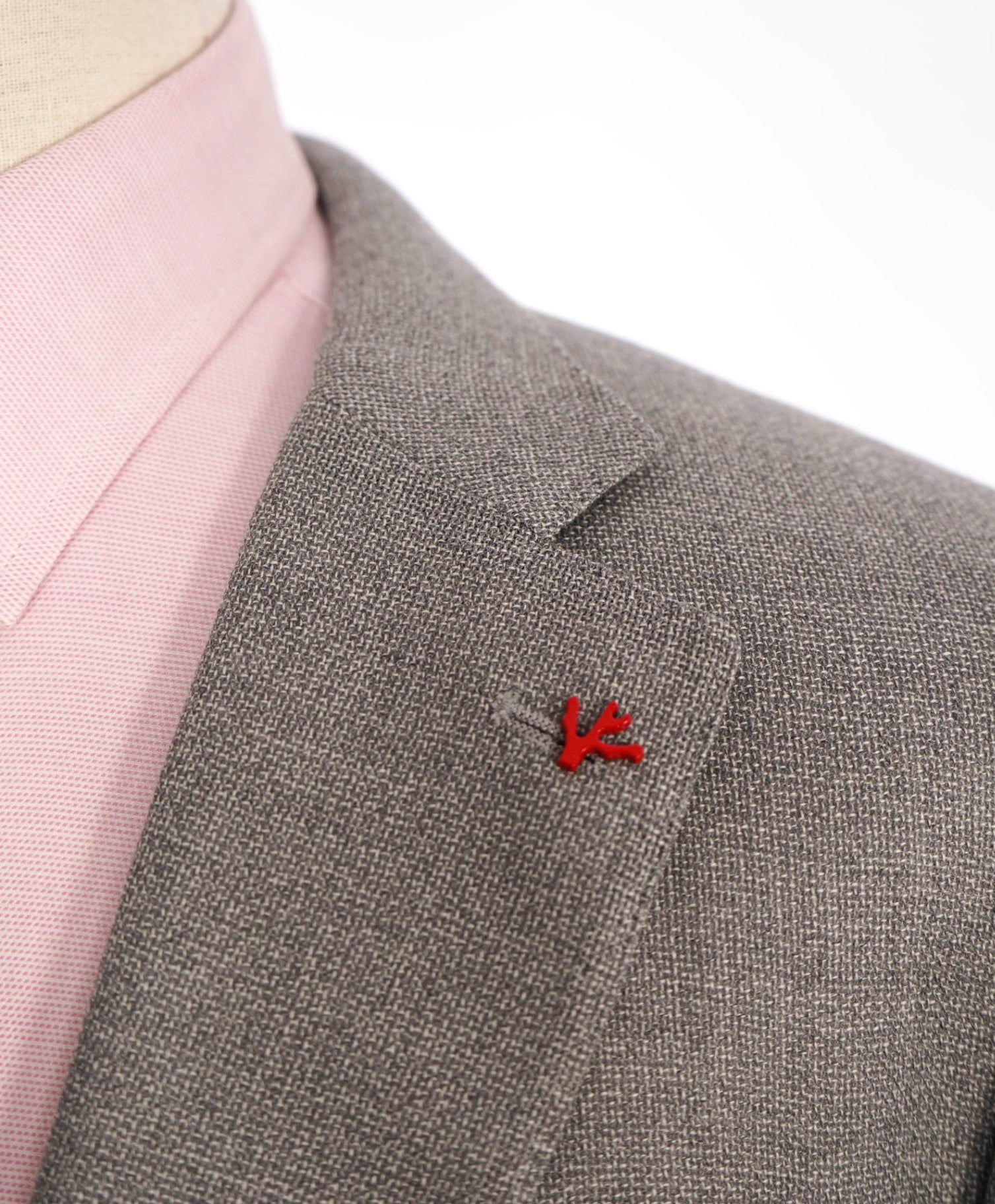 $3,295 ISAIA - Light Gray Textured Wool Royal Weave Blazer - 42R