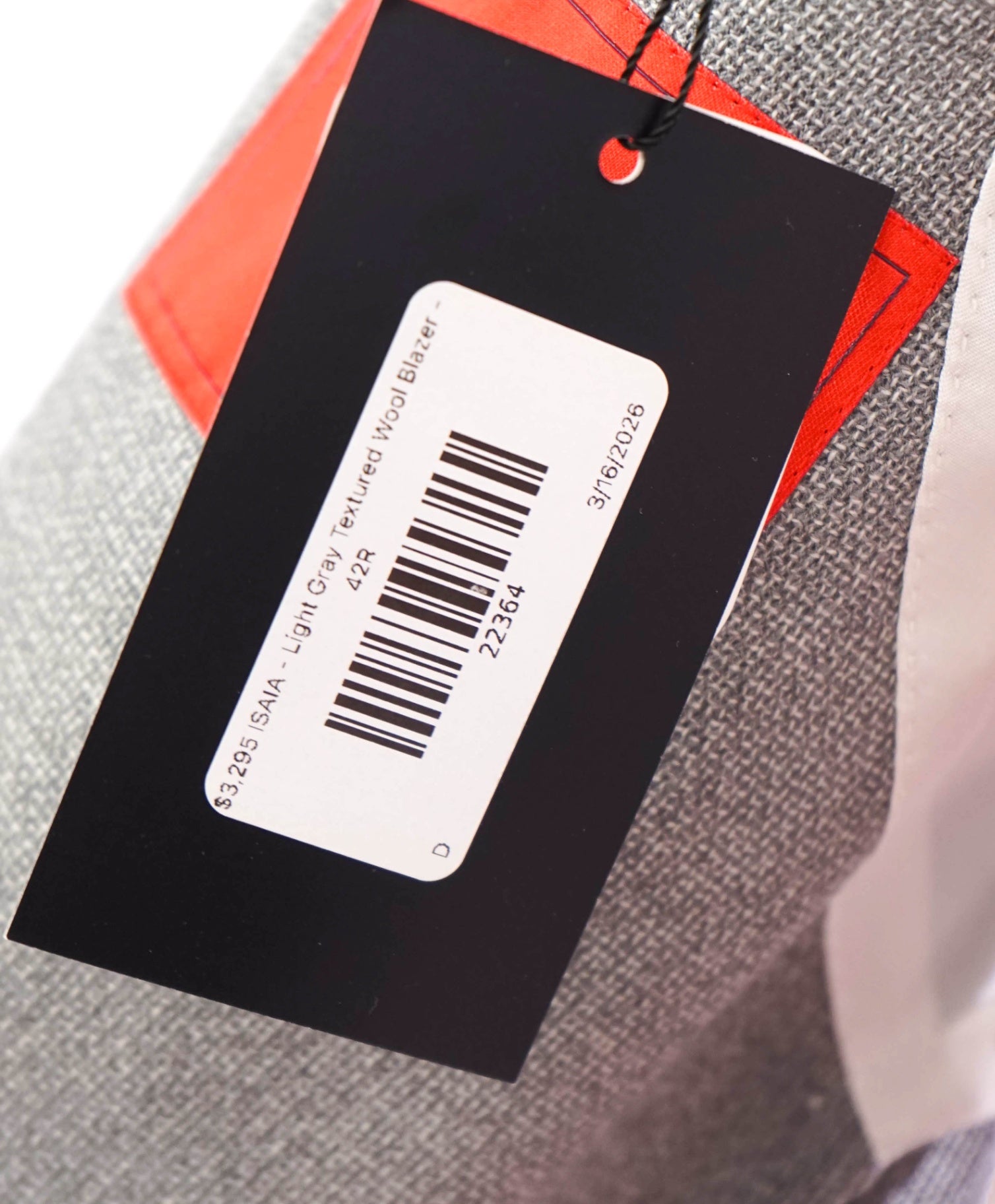 $3,295 ISAIA - Light Gray Textured Wool Royal Weave Blazer - 42R