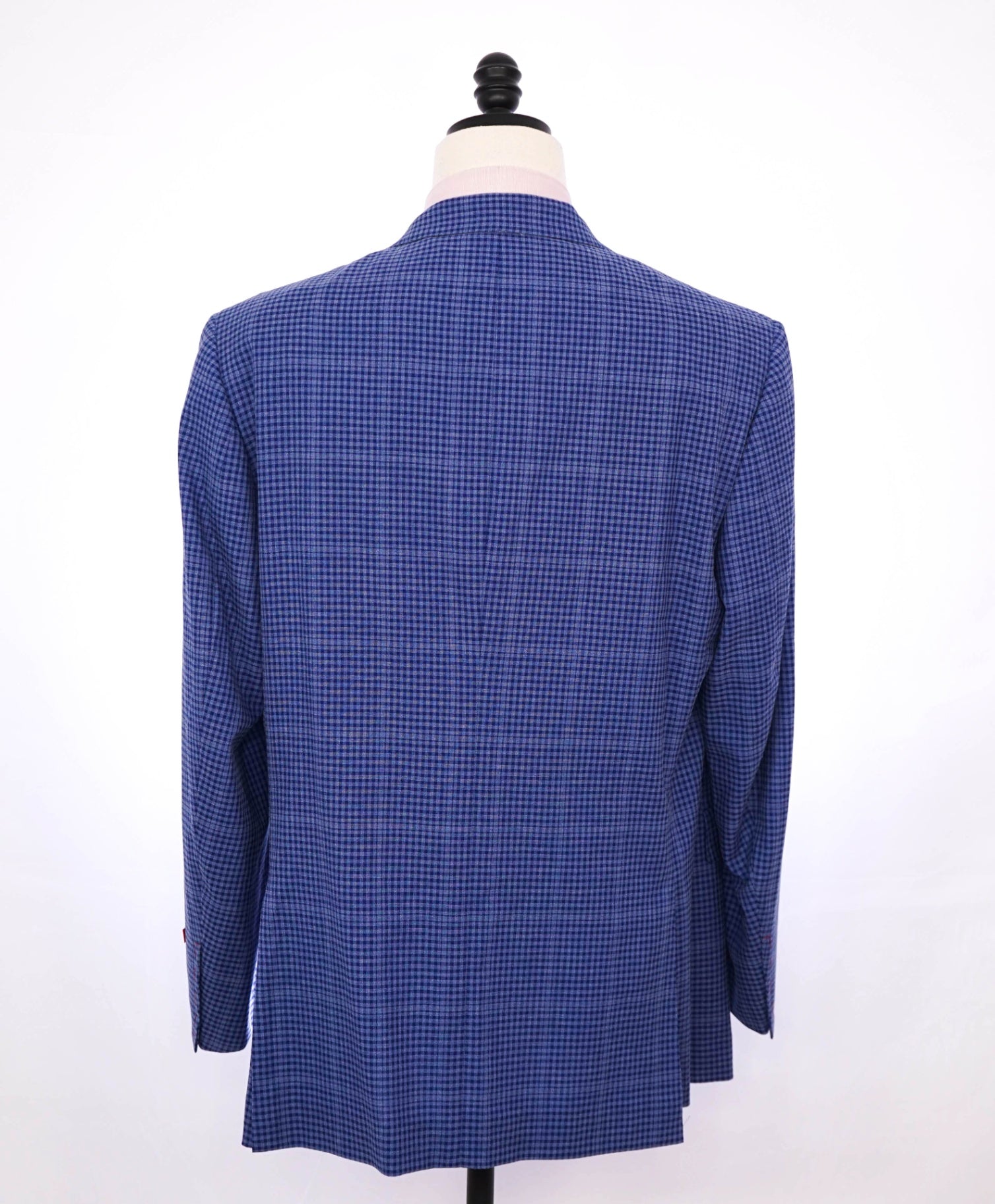 $4,695 ISAIA - Blue Gingham Cashmere/Wool/Cotton Blazer - 46R