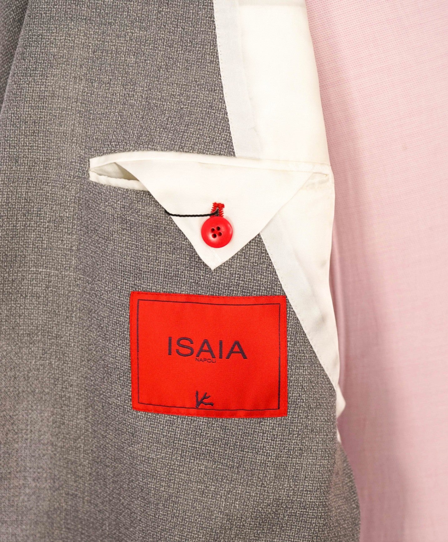 $3,295 ISAIA - Light Gray Textured Wool Royal Weave Blazer - 42R