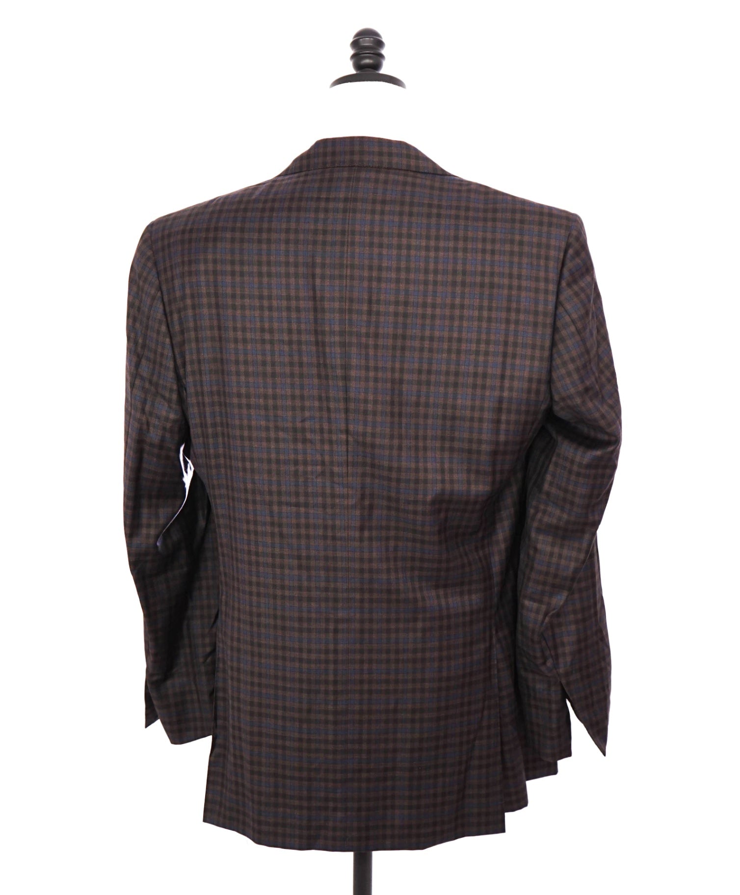 $1,895 CANALI - Brown/Navy Blue Gingham Wool Blazer - 42L