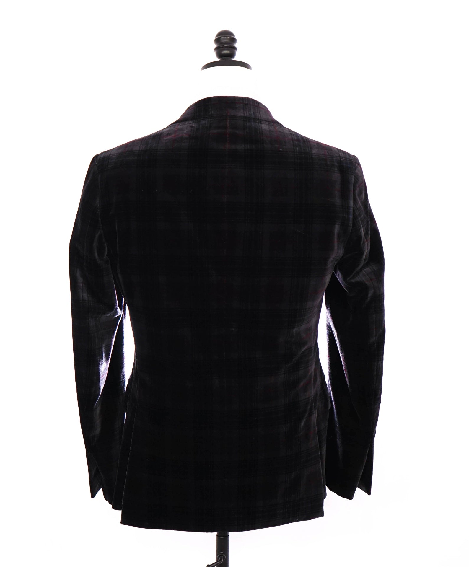 $2,695 RALPH LAUREN PURPLE LABEL - Dark Gray/Red Velvet Blazer - 40R