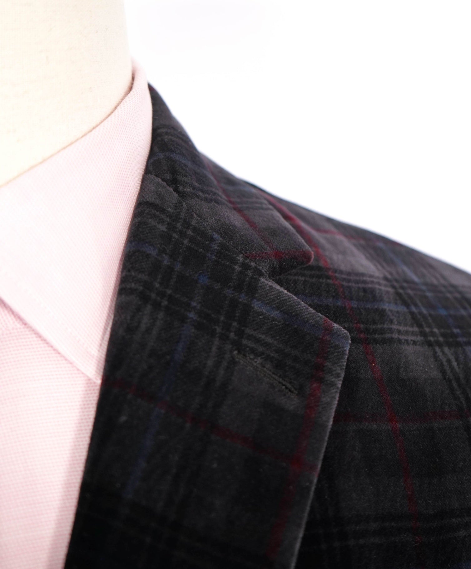 $2,695 RALPH LAUREN PURPLE LABEL - Dark Gray/Red Velvet Blazer - 40R